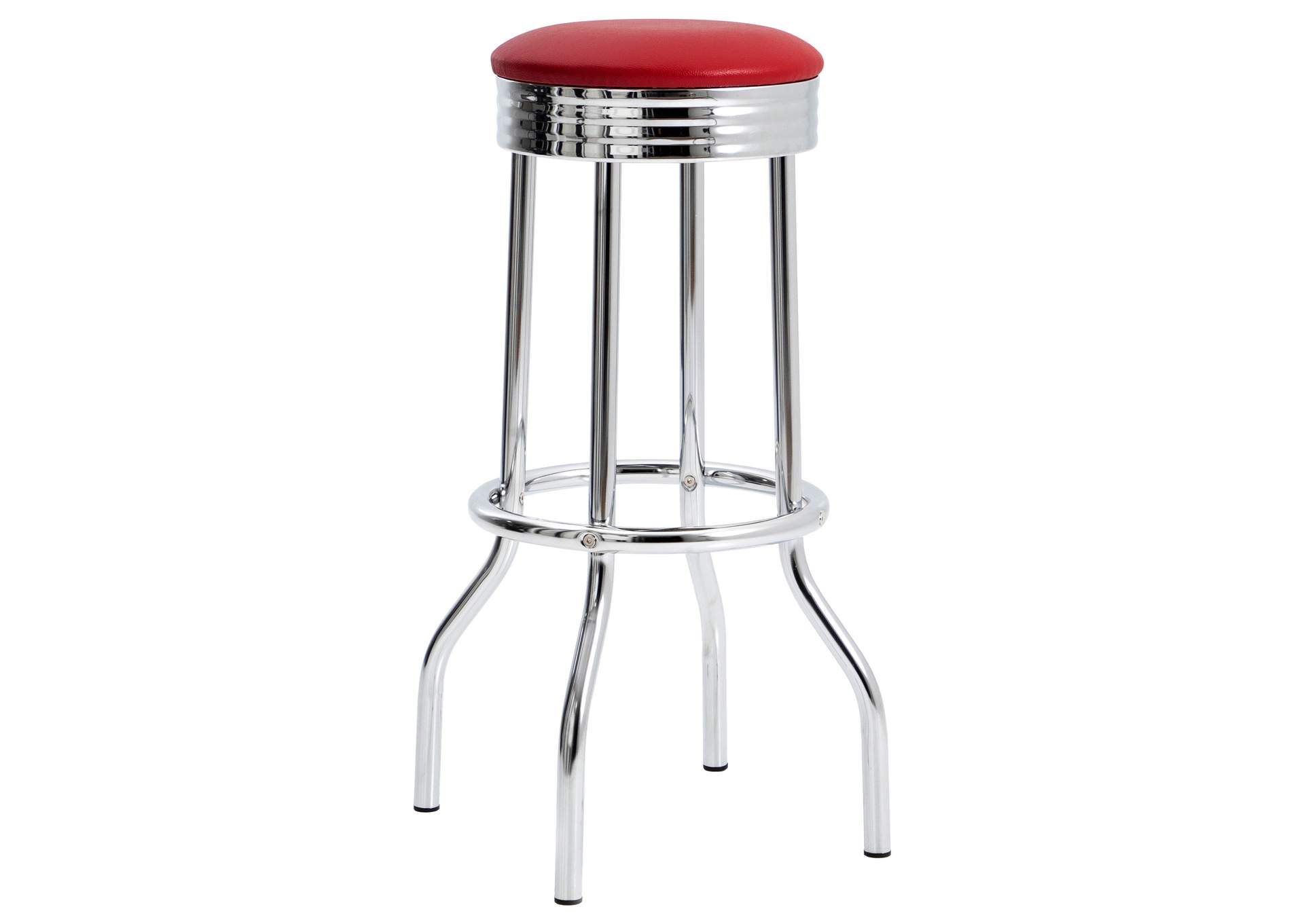 Hopkins Upholstered Top Bar Stools Red and Chrome (Set of 2),Coaster Furniture