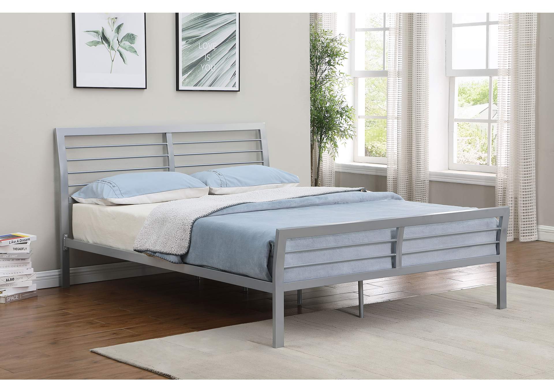 Cooper Queen Metal Bed Silver,Coaster Furniture