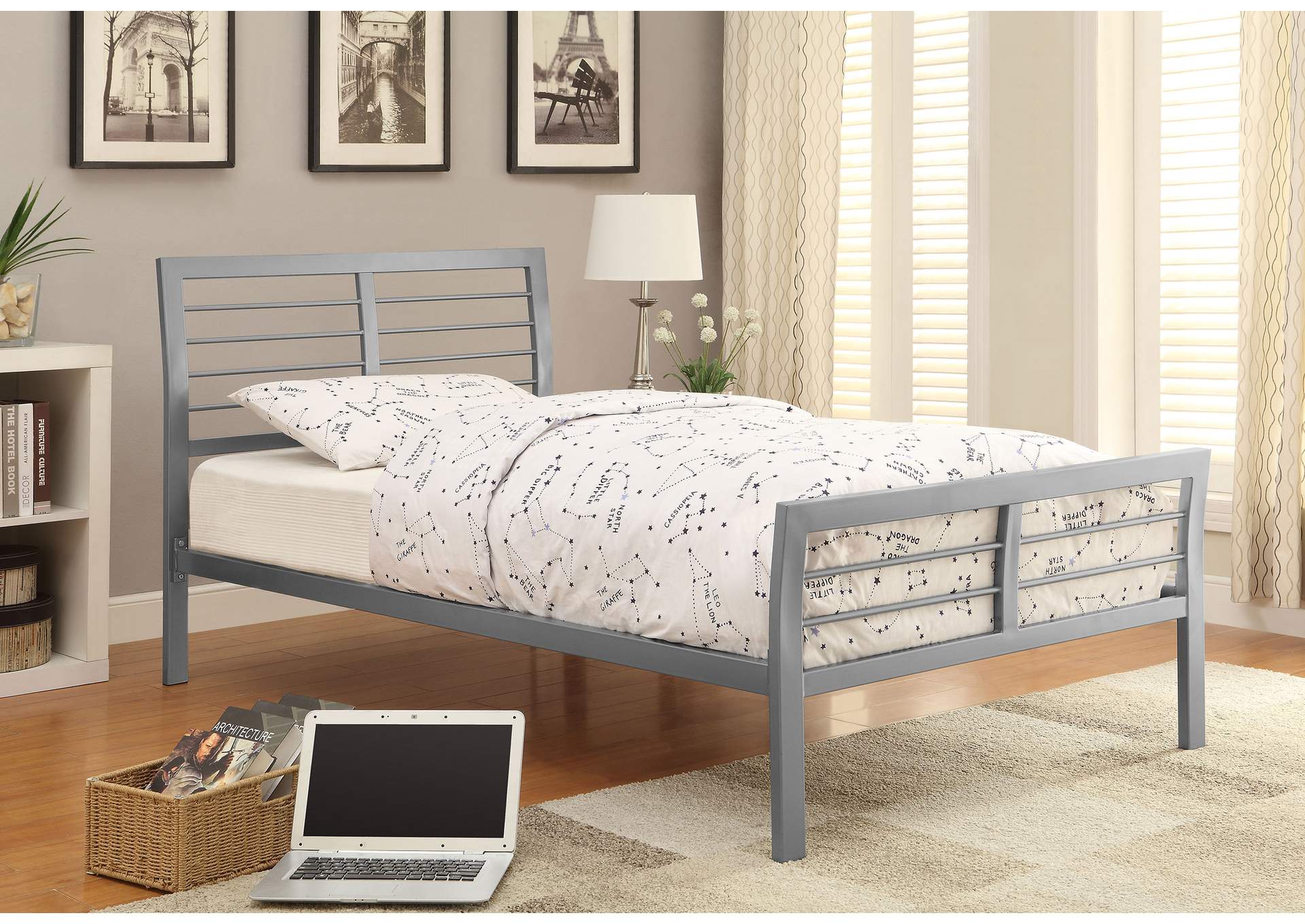 Cooper Twin Metal Bed Silver,Coaster Furniture