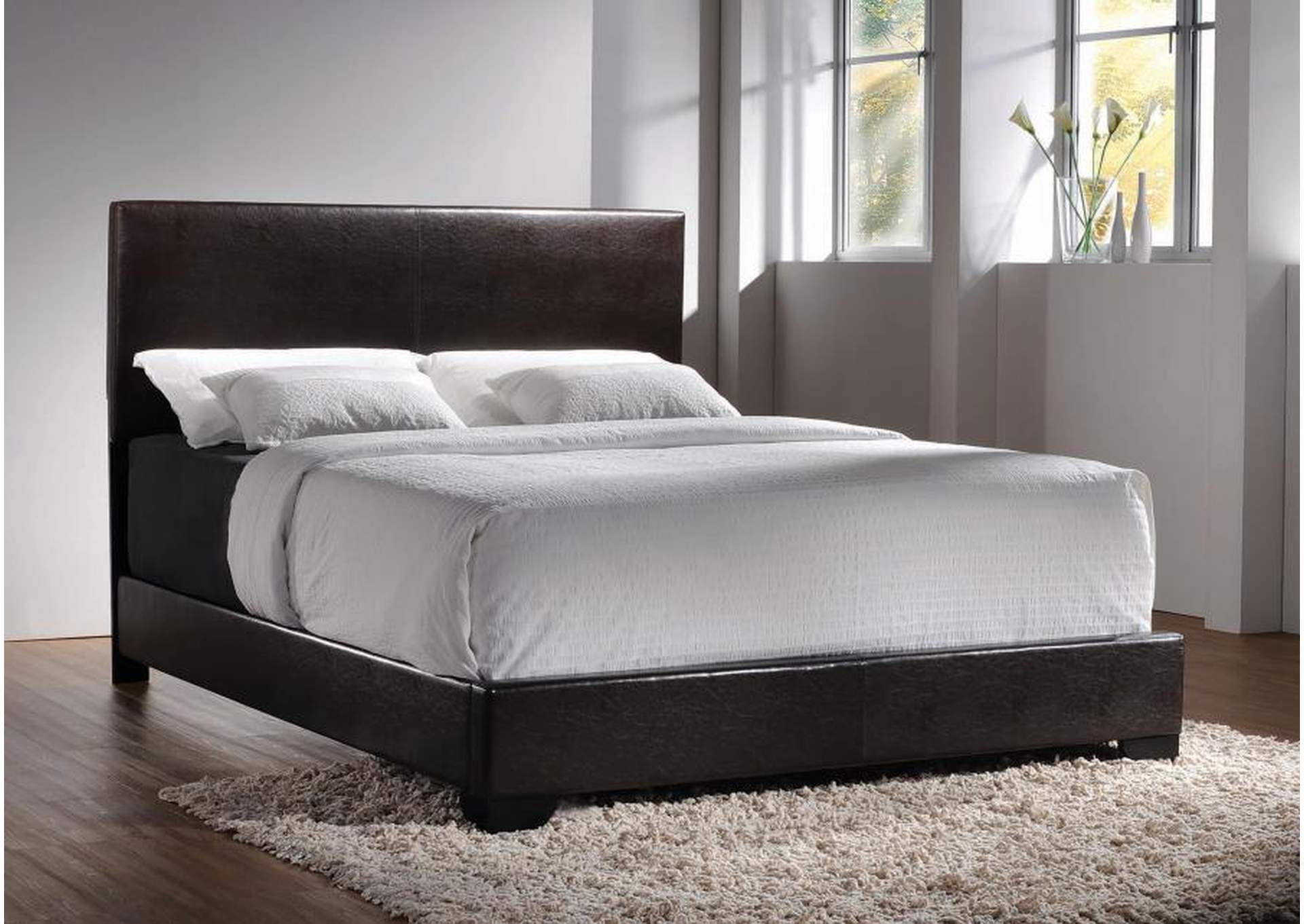 Conner Full Upholstered Panel Bed Dark Brown,Coaster Furniture