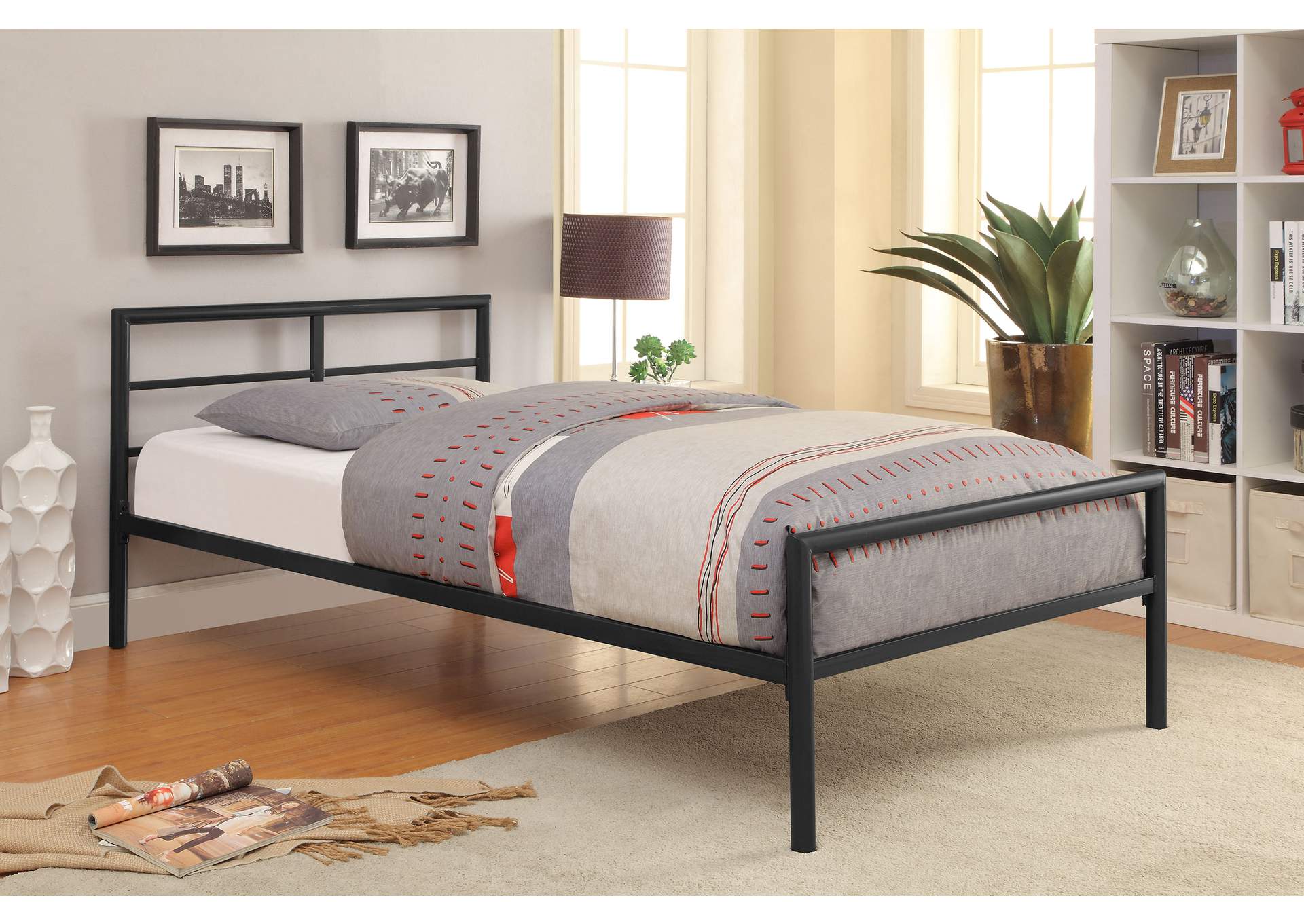 Fisher Twin Metal Bed Gunmetal,Coaster Furniture