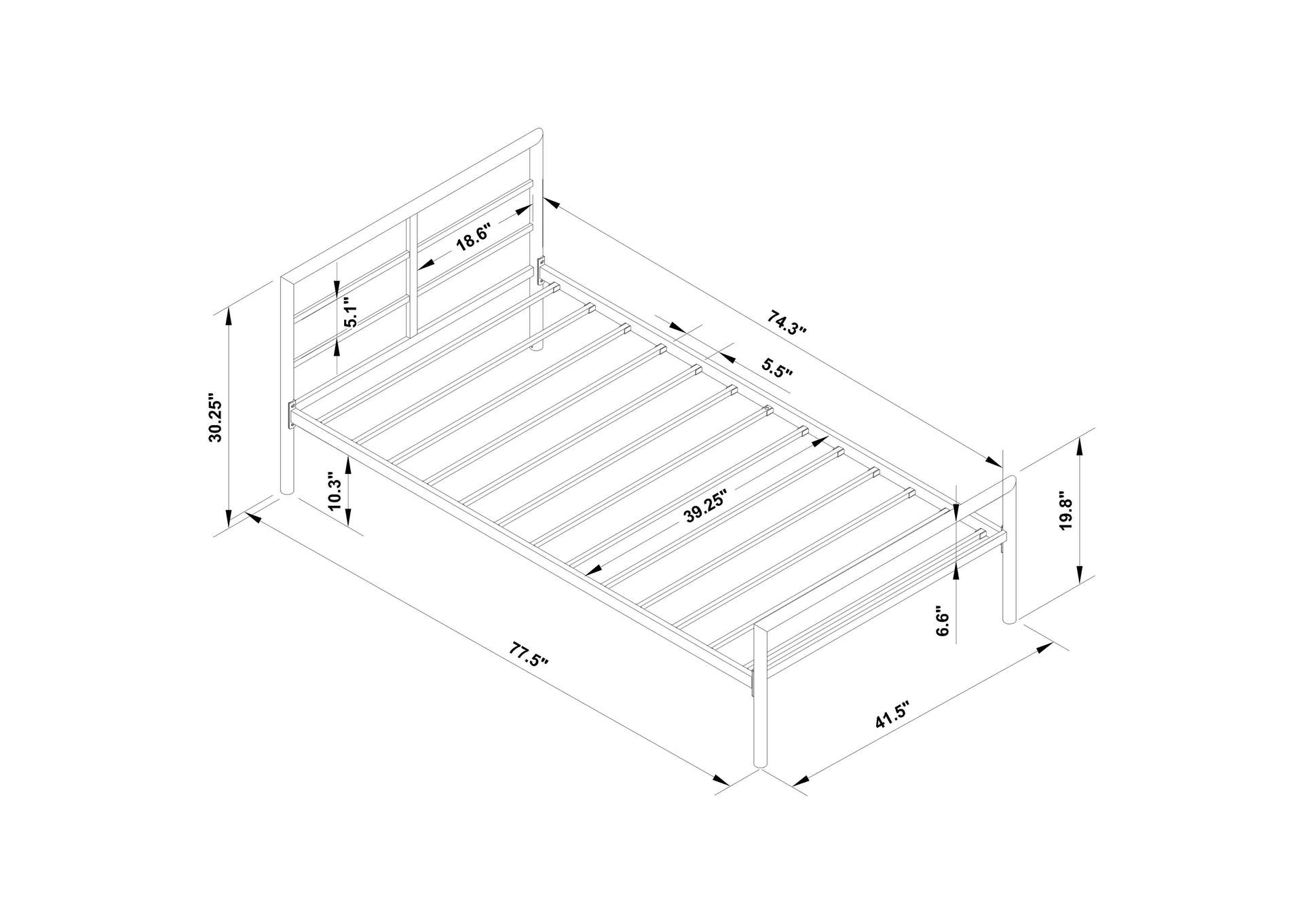 Fisher Twin Metal Bed Gunmetal,Coaster Furniture