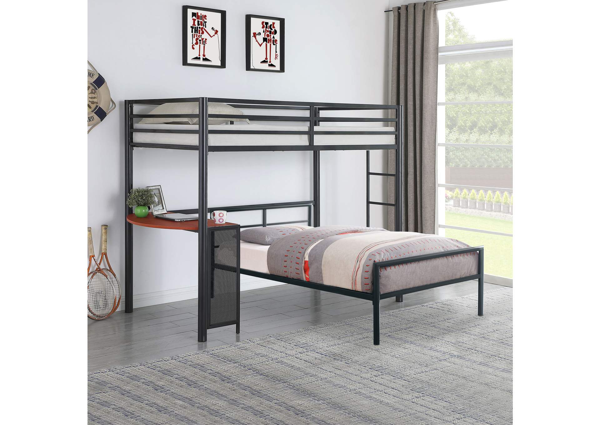 Fisher Twin Metal Bed Gunmetal,Coaster Furniture