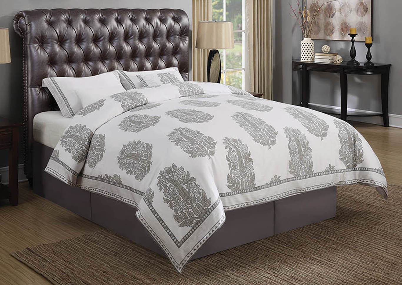Gresham Brown & Bourbon Upholstered California King 5 Piece Bedroom Set,Coaster Furniture
