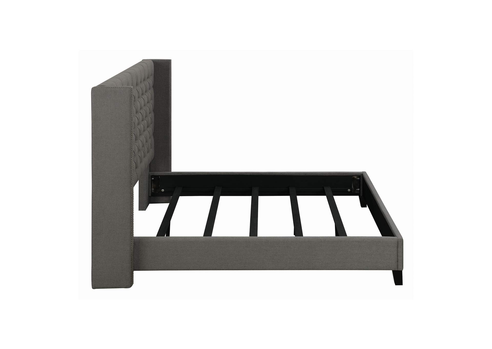 Bancroft Demi-wing Upholstered Full Bed Grey,Coaster Furniture