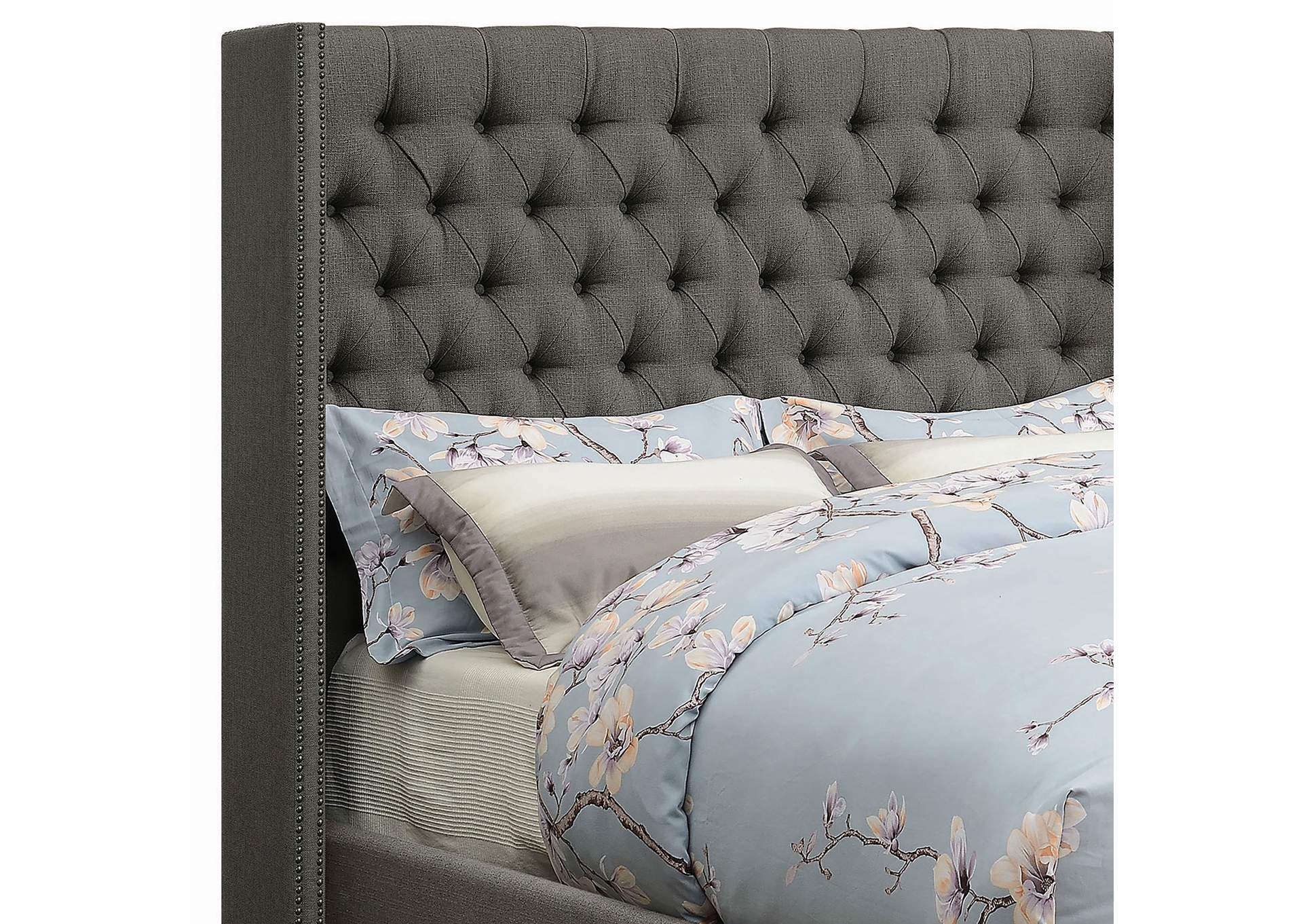 Bancroft Demi-wing Upholstered Full Bed Grey,Coaster Furniture