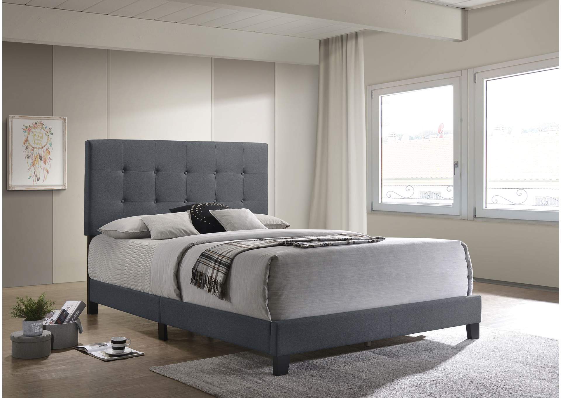 Mapes Tufted Upholstered Full Bed Grey,Coaster Furniture