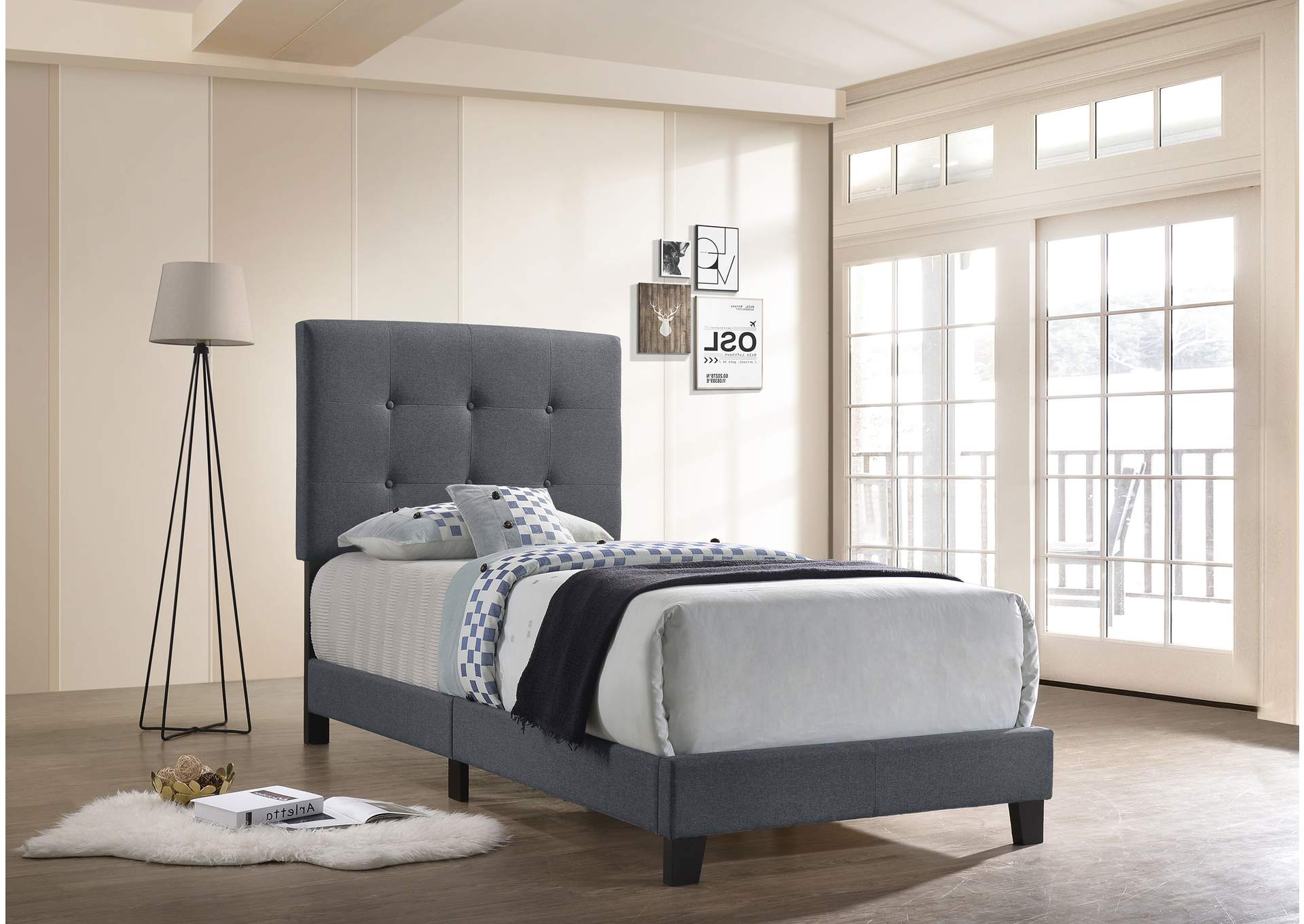 Mapes Tufted Upholstered Twin Bed Grey,Coaster Furniture