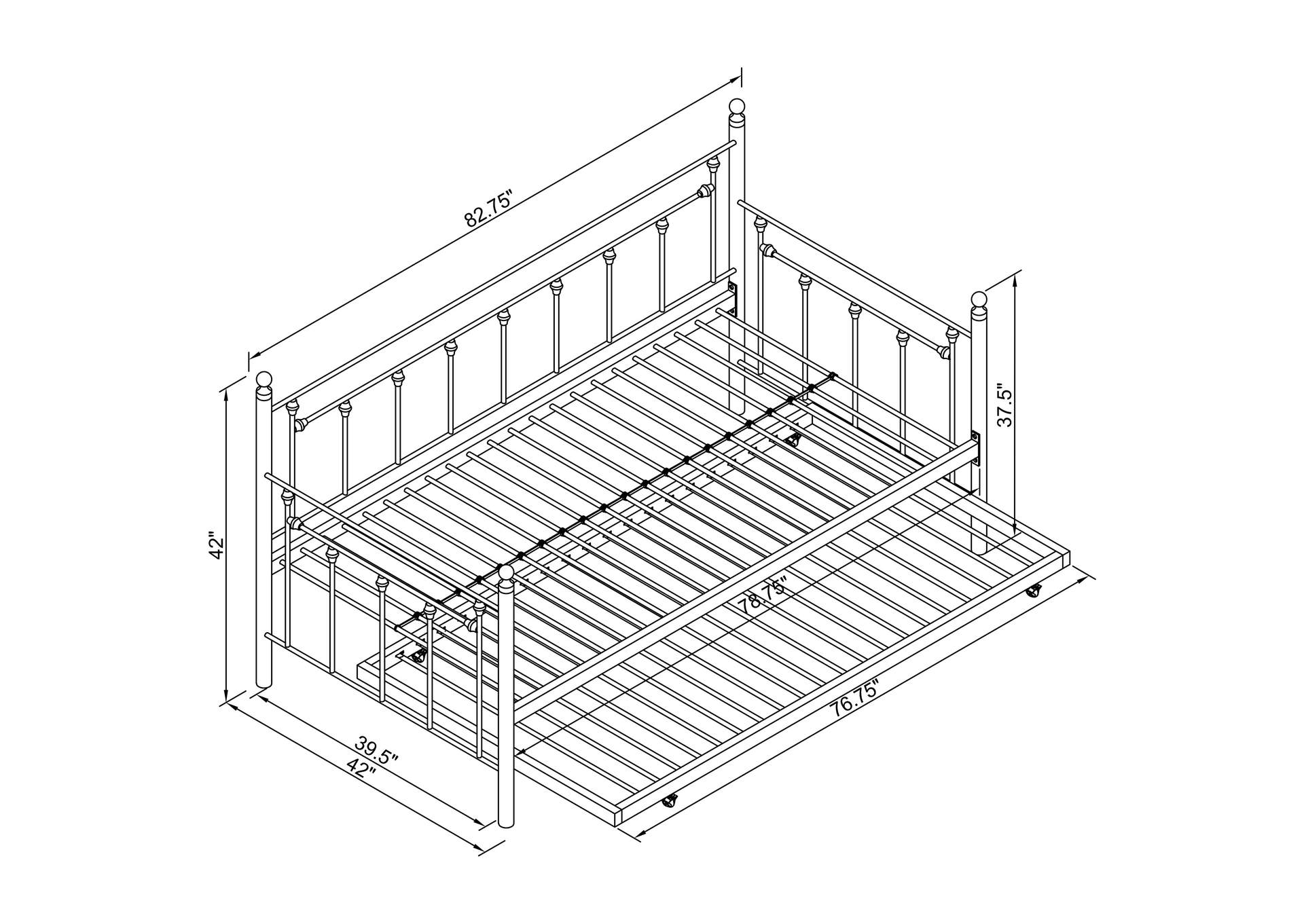 Nocus Spindle Metal Twin Daybed with Trundle,Coaster Furniture