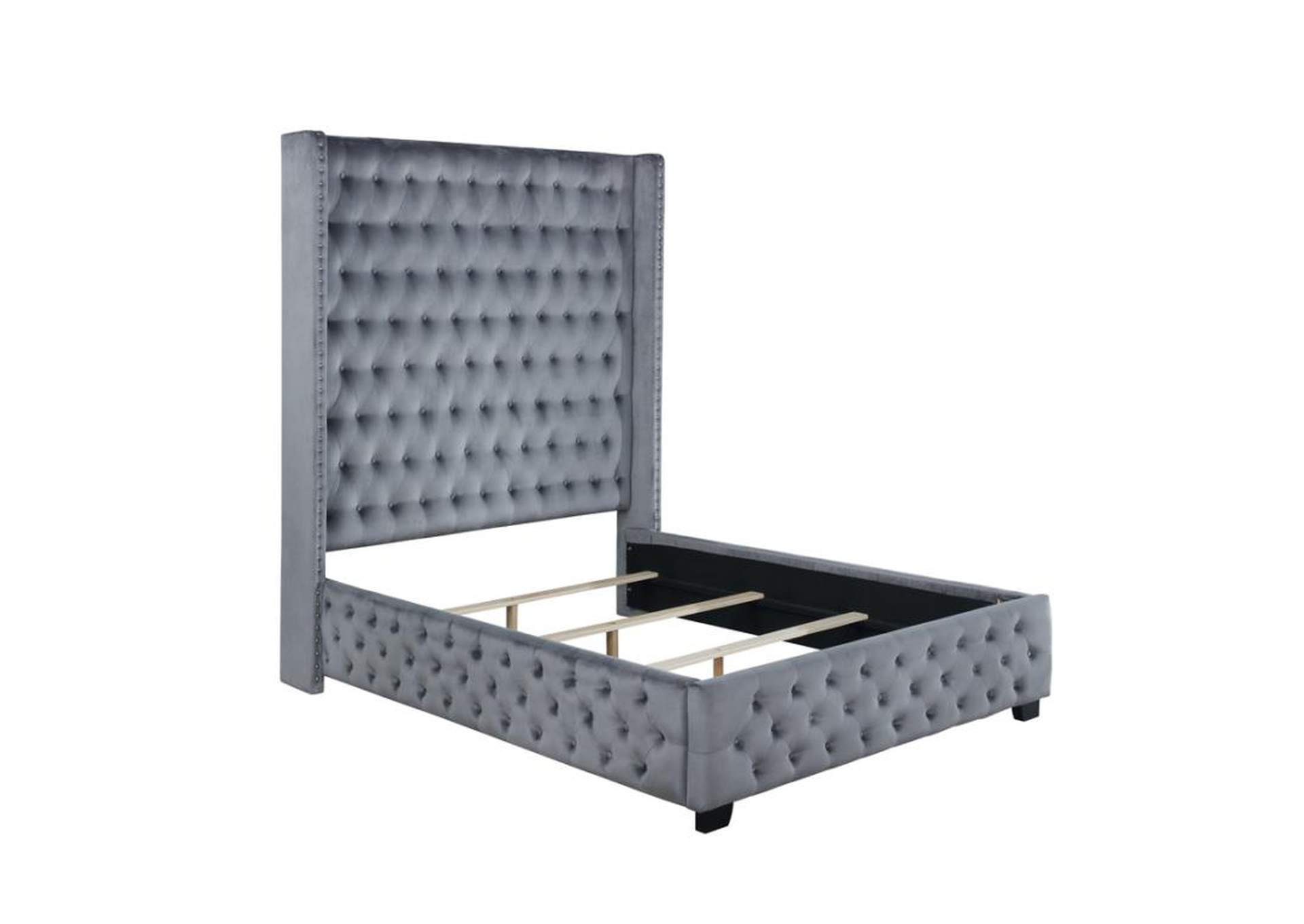Rocori Eastern King Wingback Tufted Bed Grey,Coaster Furniture