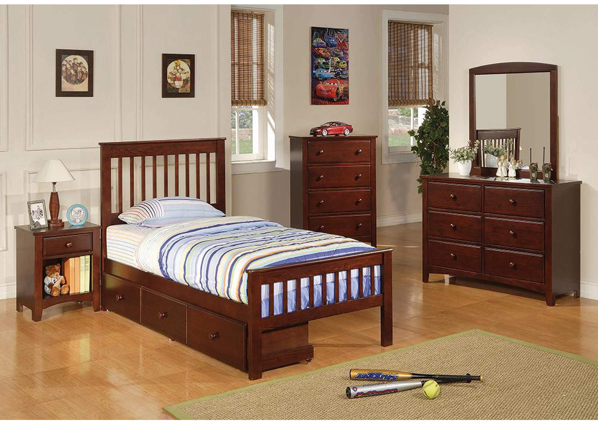 Parker Cappuccino Twin Bed,ABF Coaster Furniture