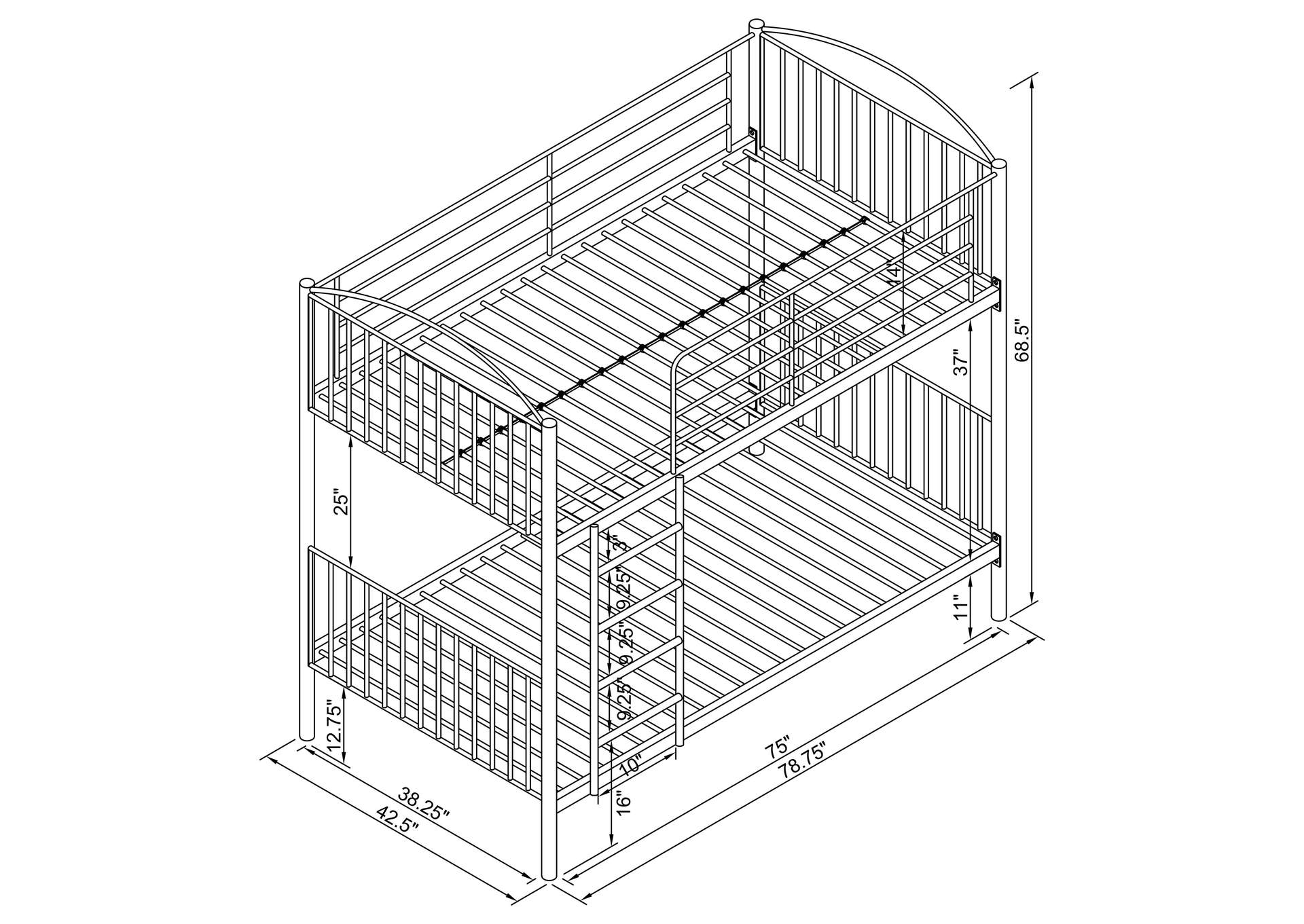 Anson Twin over Twin Bunk Bed with Ladder,Coaster Furniture