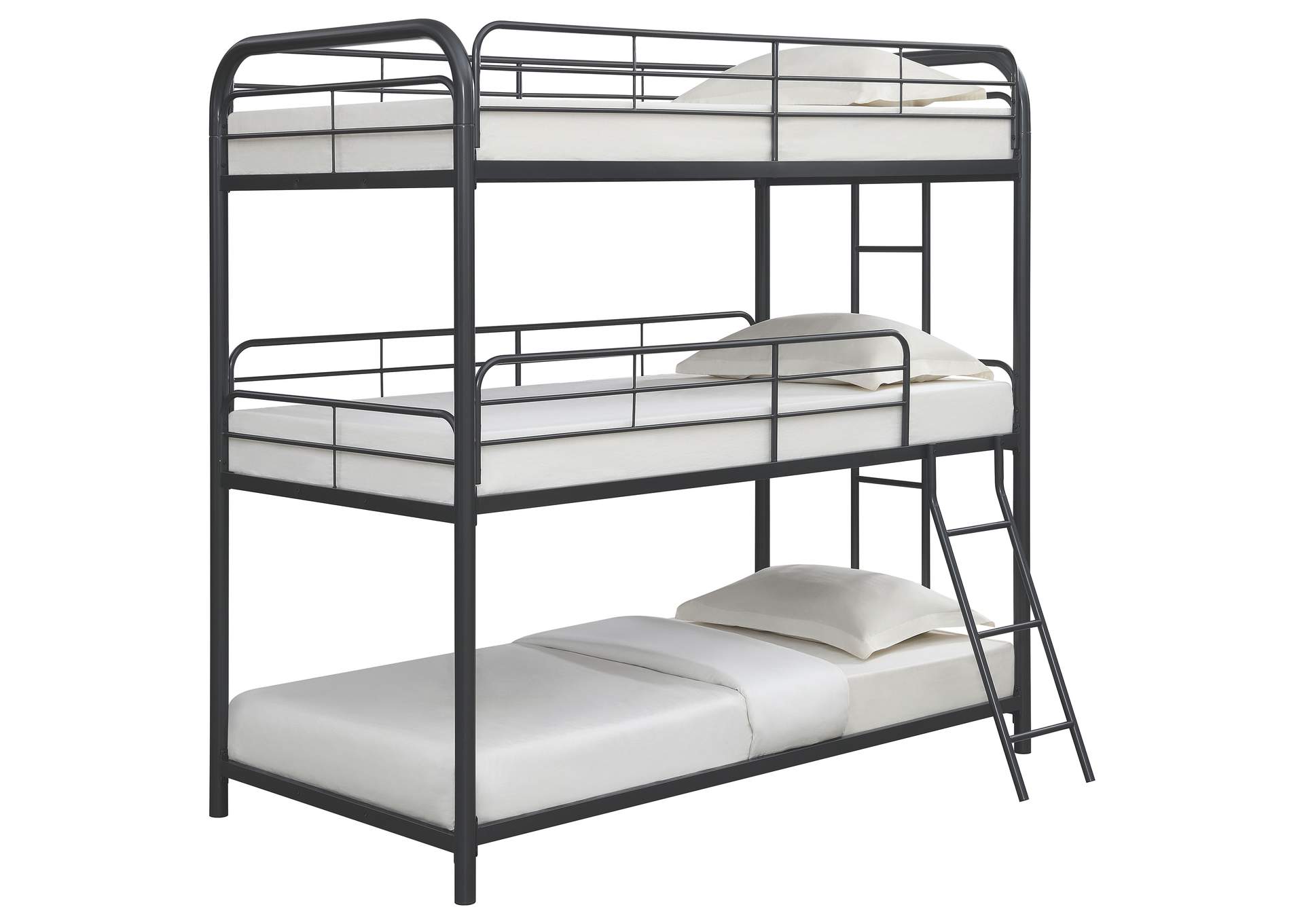 Garner Triple Bunk Bed with Ladder Gunmetal,Coaster Furniture