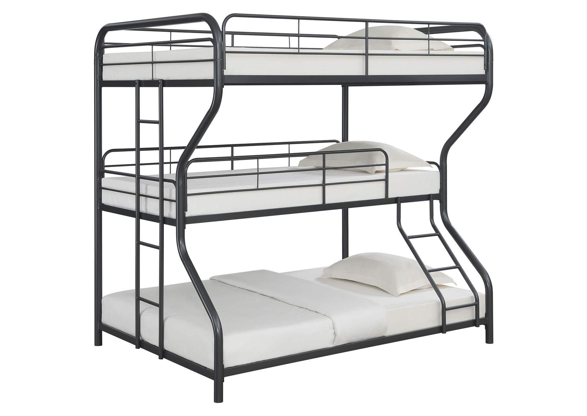 Garner Triple Bunk Bed with Ladder Gunmetal,Coaster Furniture