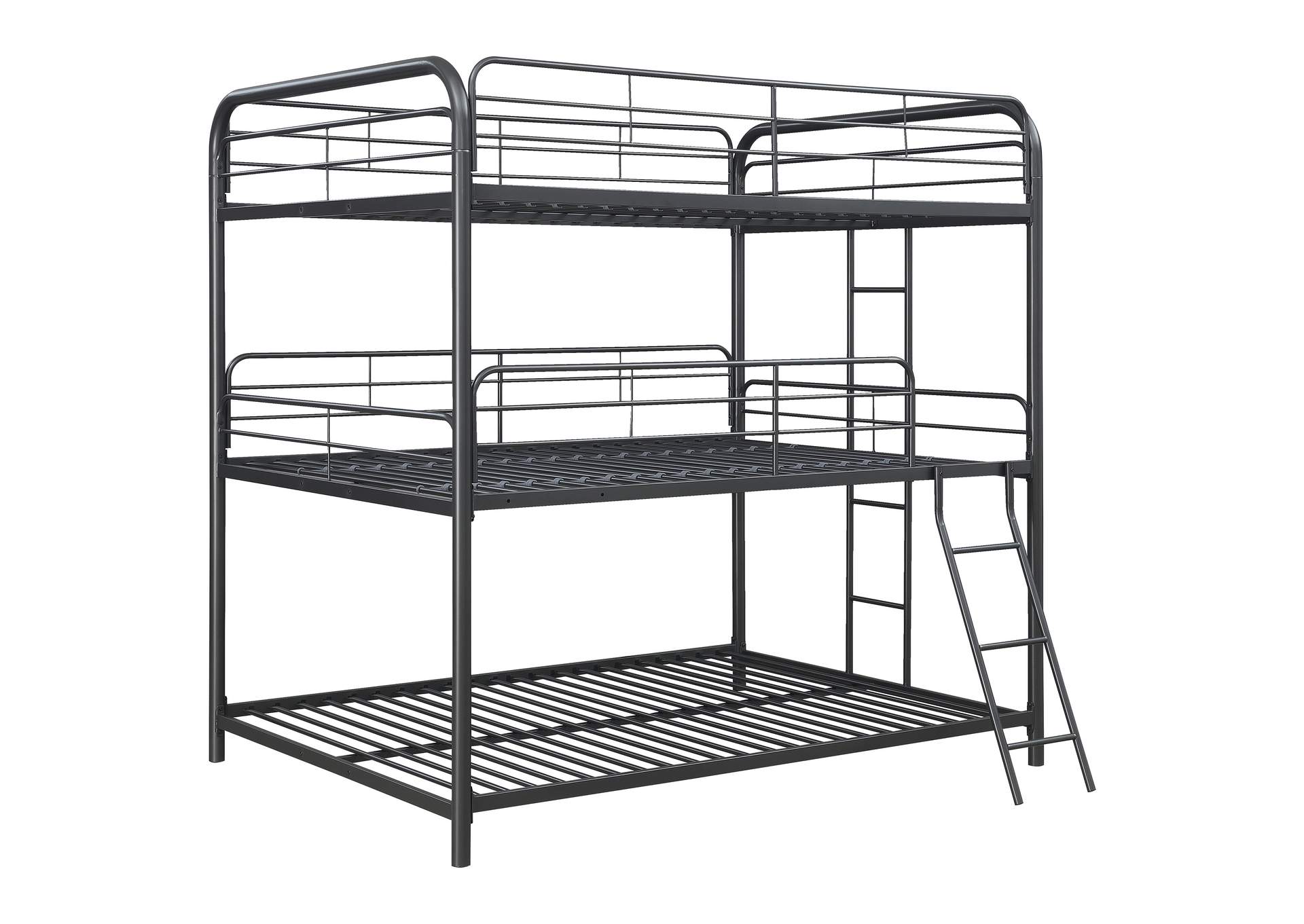 Garner Triple Bunk Bed with Ladder Gunmetal,Coaster Furniture