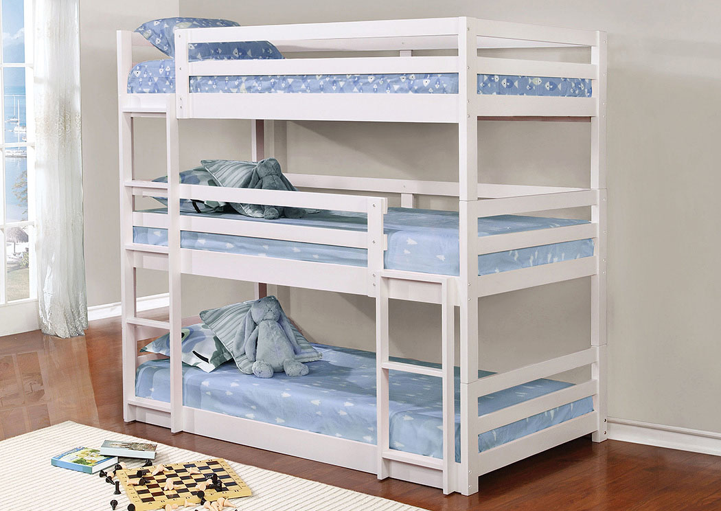 White Twin Bunk Bed,ABF Coaster Furniture