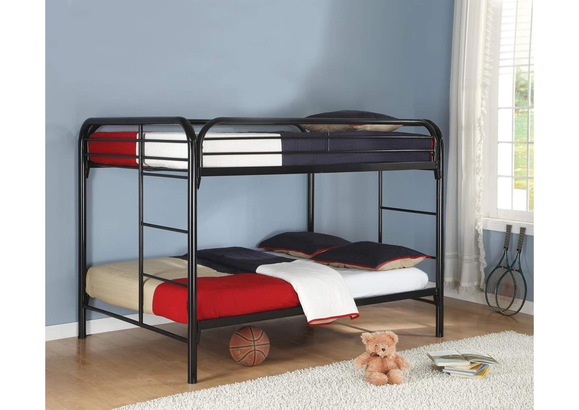 Full/Full Bunk Bed (Black),ABF Coaster Furniture