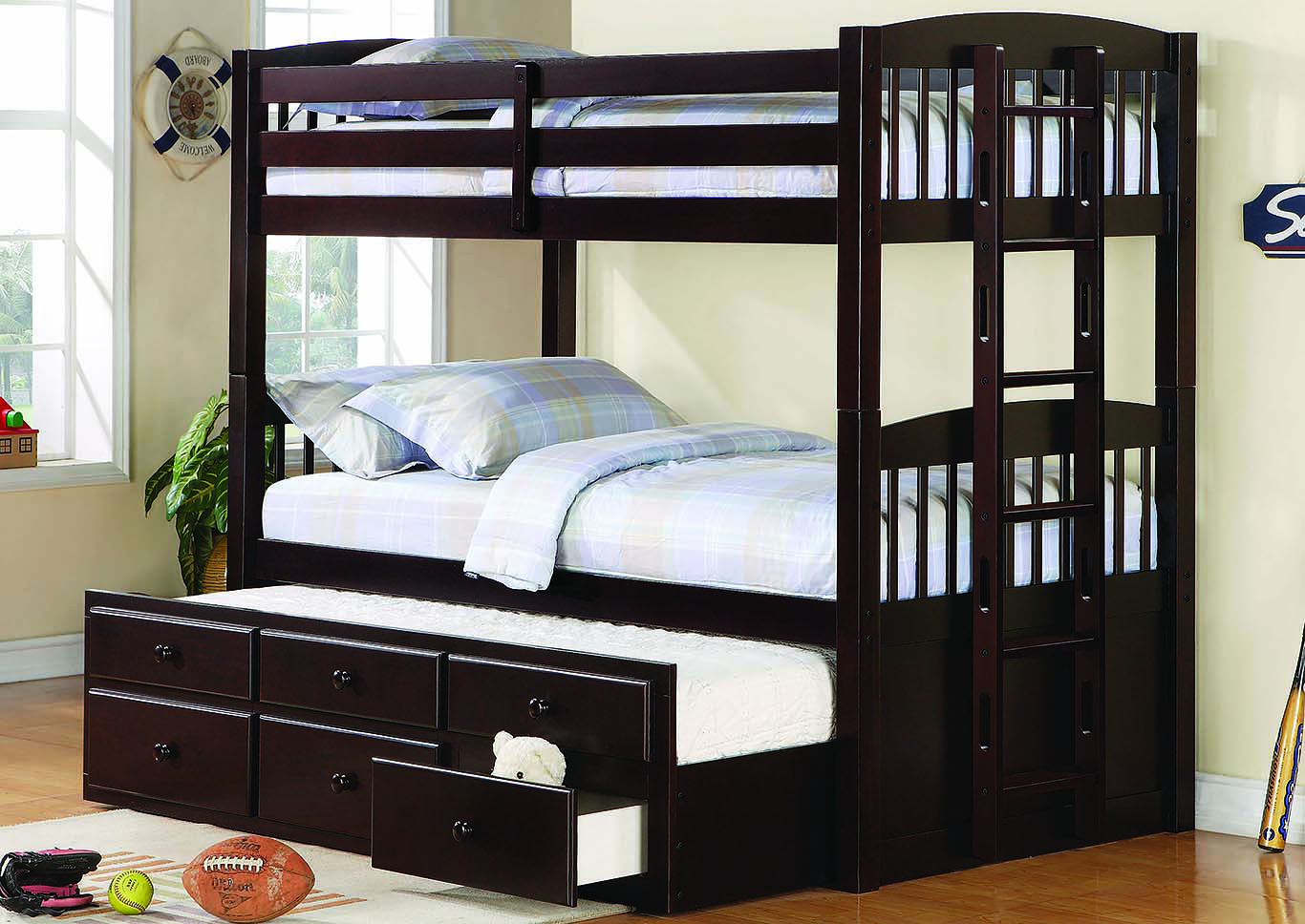 Logan Cappuccino Twin/Twin Bunk Bed (No Underbed Storage),ABF Coaster Furniture