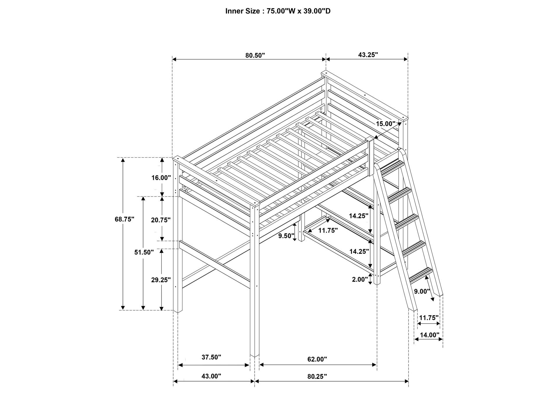 TWIN WORKSTATION LOFT BED,Coaster Furniture