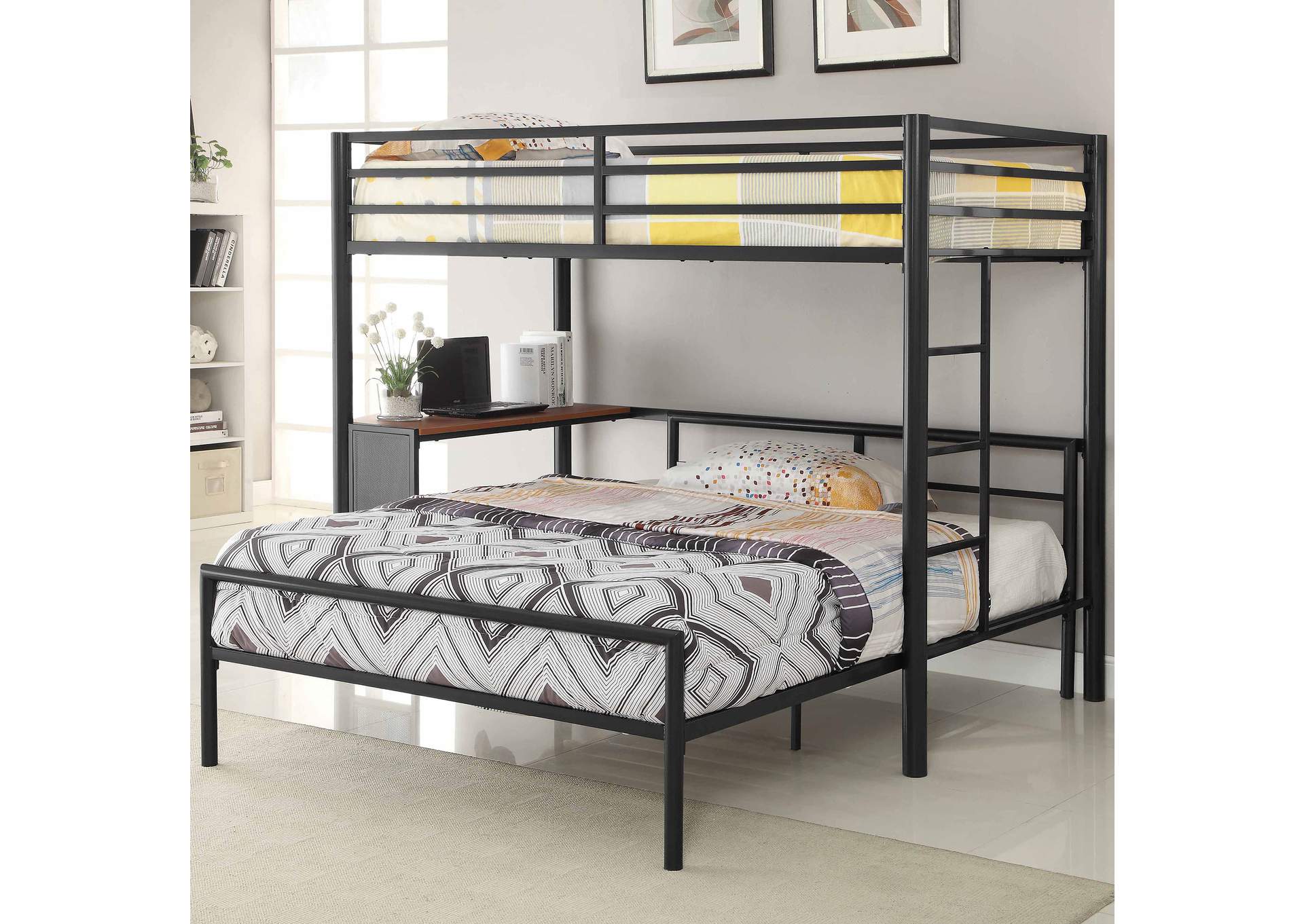 Fisher 2-piece Metal Workstation Loft Bed Set Gunmetal,Coaster Furniture