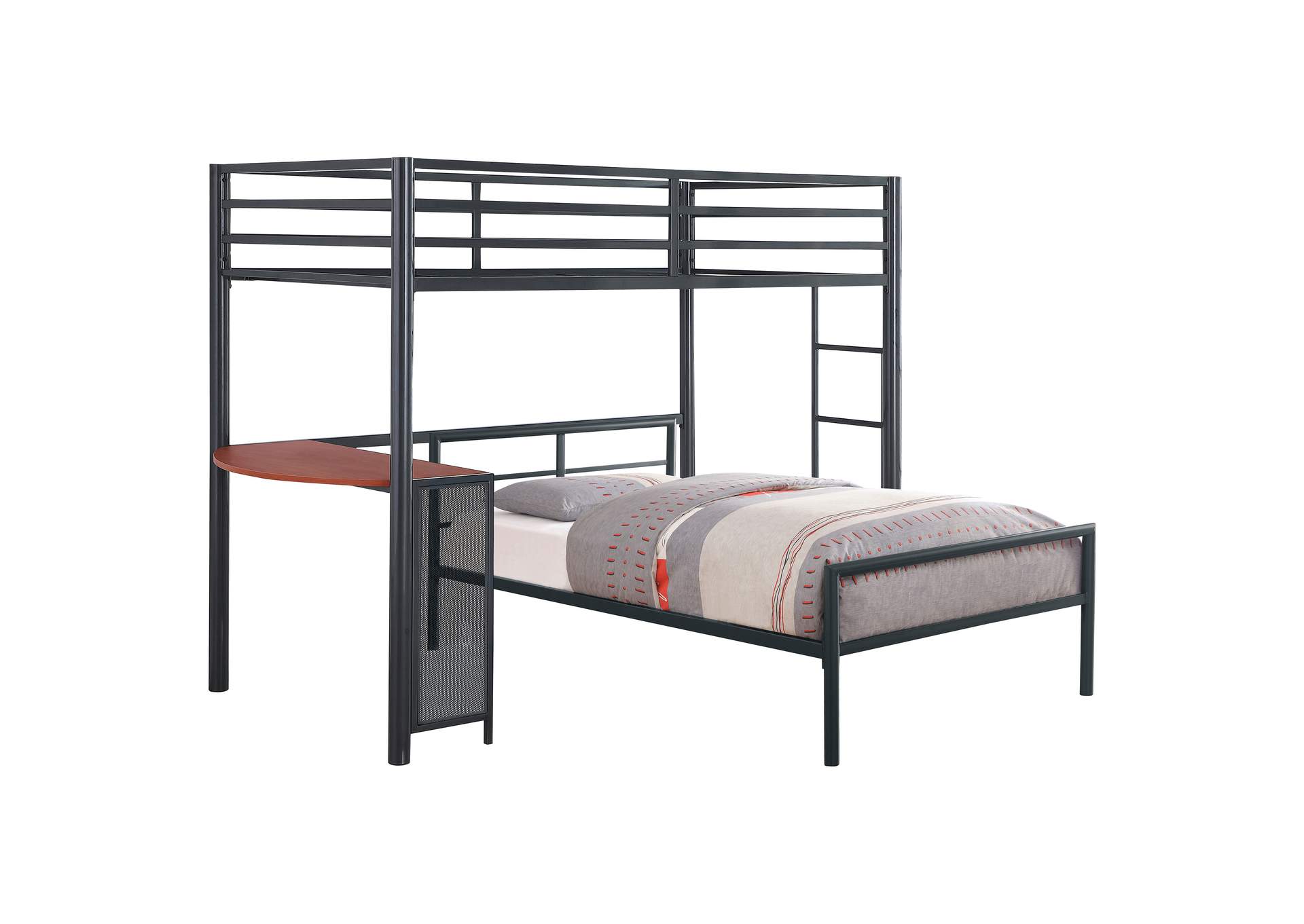 Fisher 2-piece Metal Workstation Loft Bed Set Gunmetal,Coaster Furniture