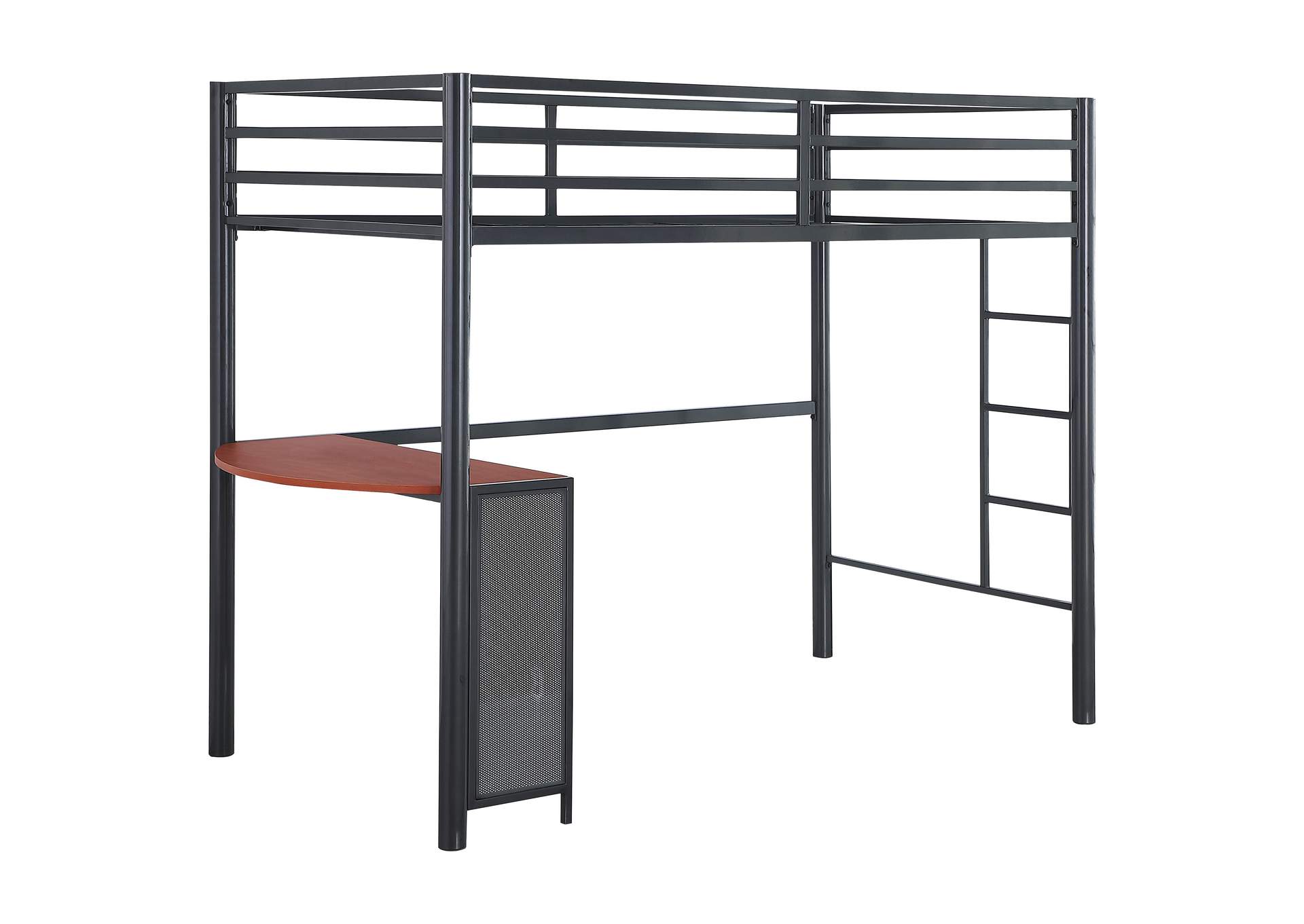 Fisher 2-piece Metal Workstation Loft Bed Set Gunmetal,Coaster Furniture