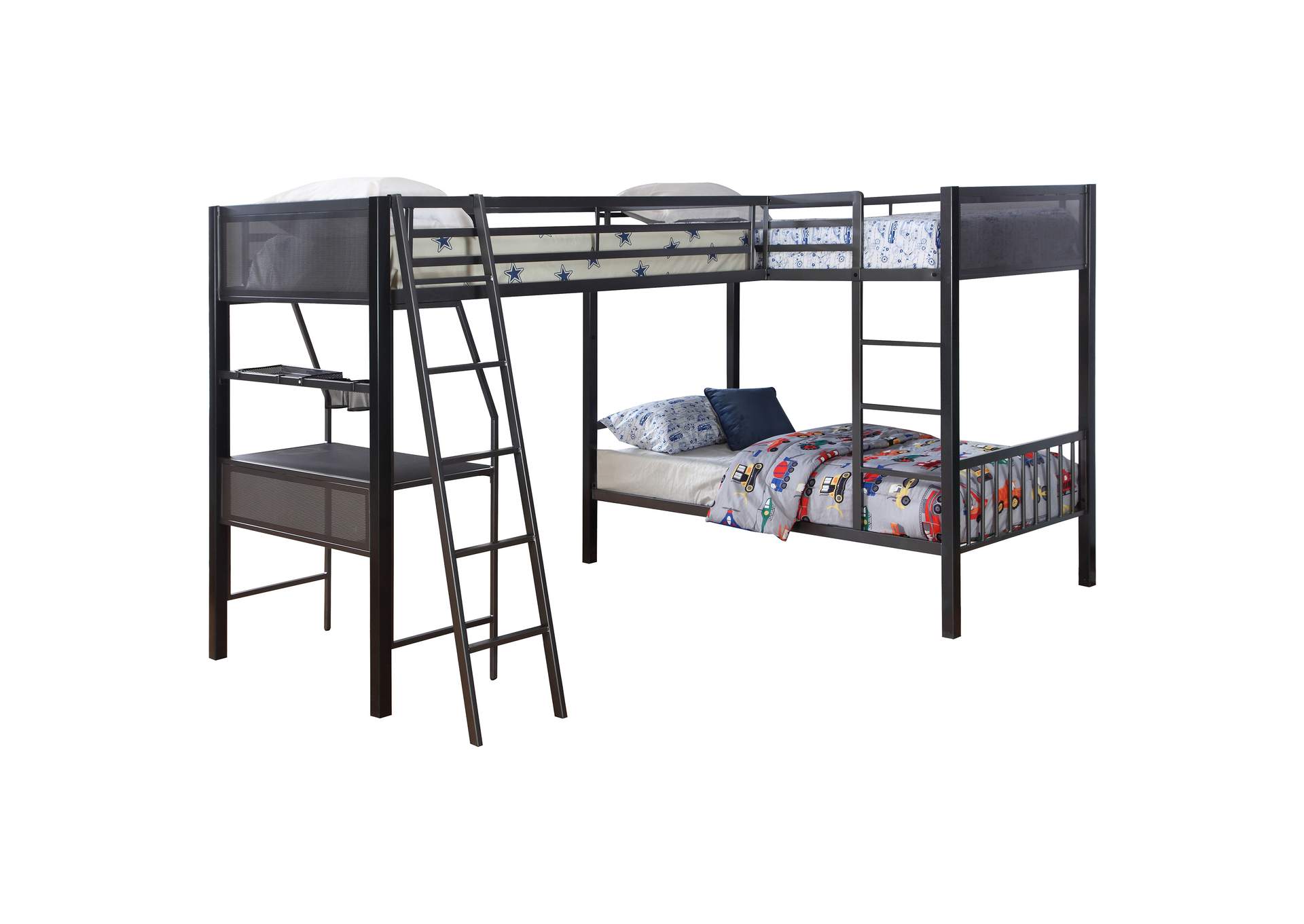 Meyers 2-piece Metal Twin over Twin Bunk Bed Set Black and Gunmetal,Coaster Furniture