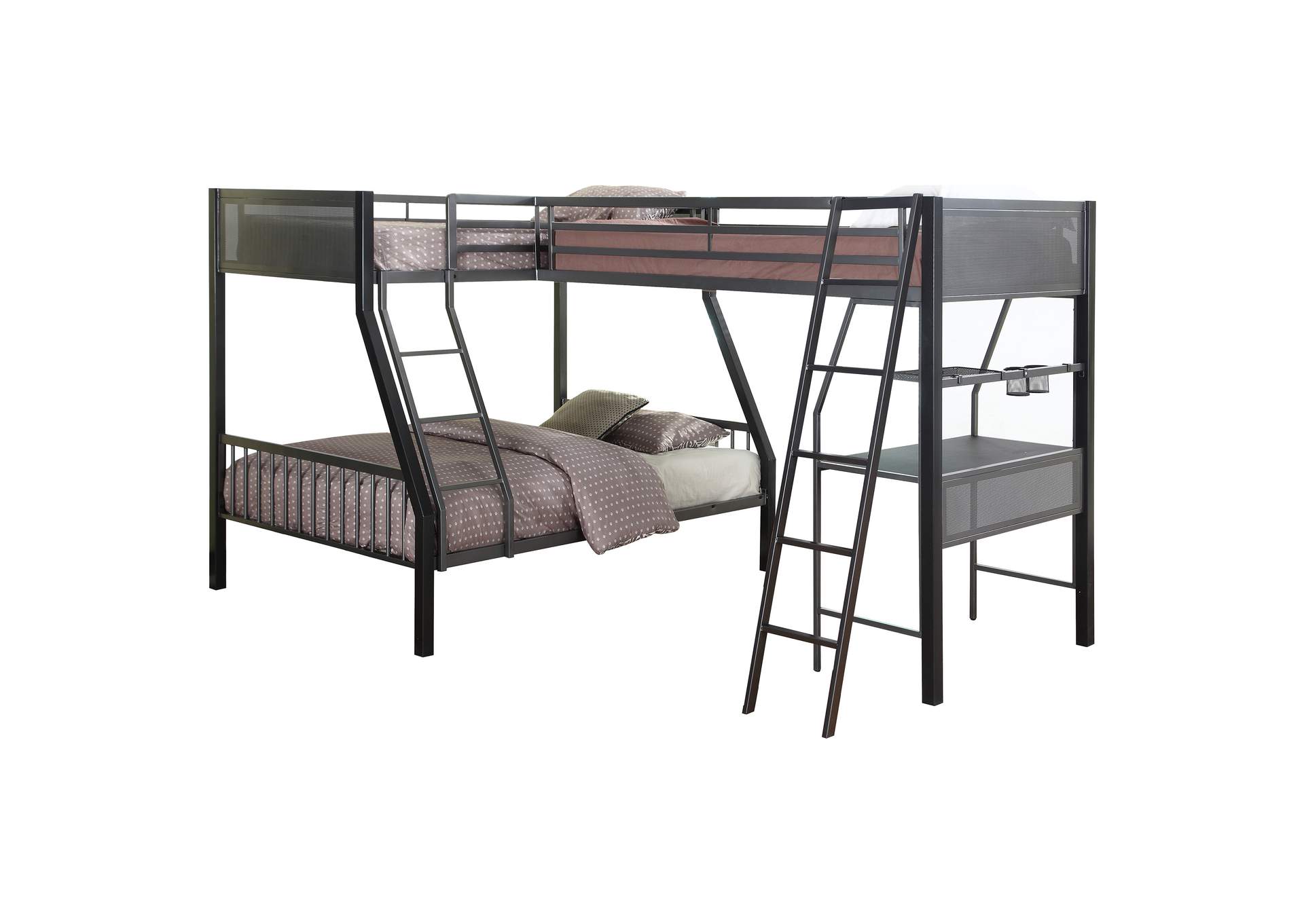 Meyers 2-piece Metal Twin over Full Bunk Bed Set Black and Gunmetal,Coaster Furniture