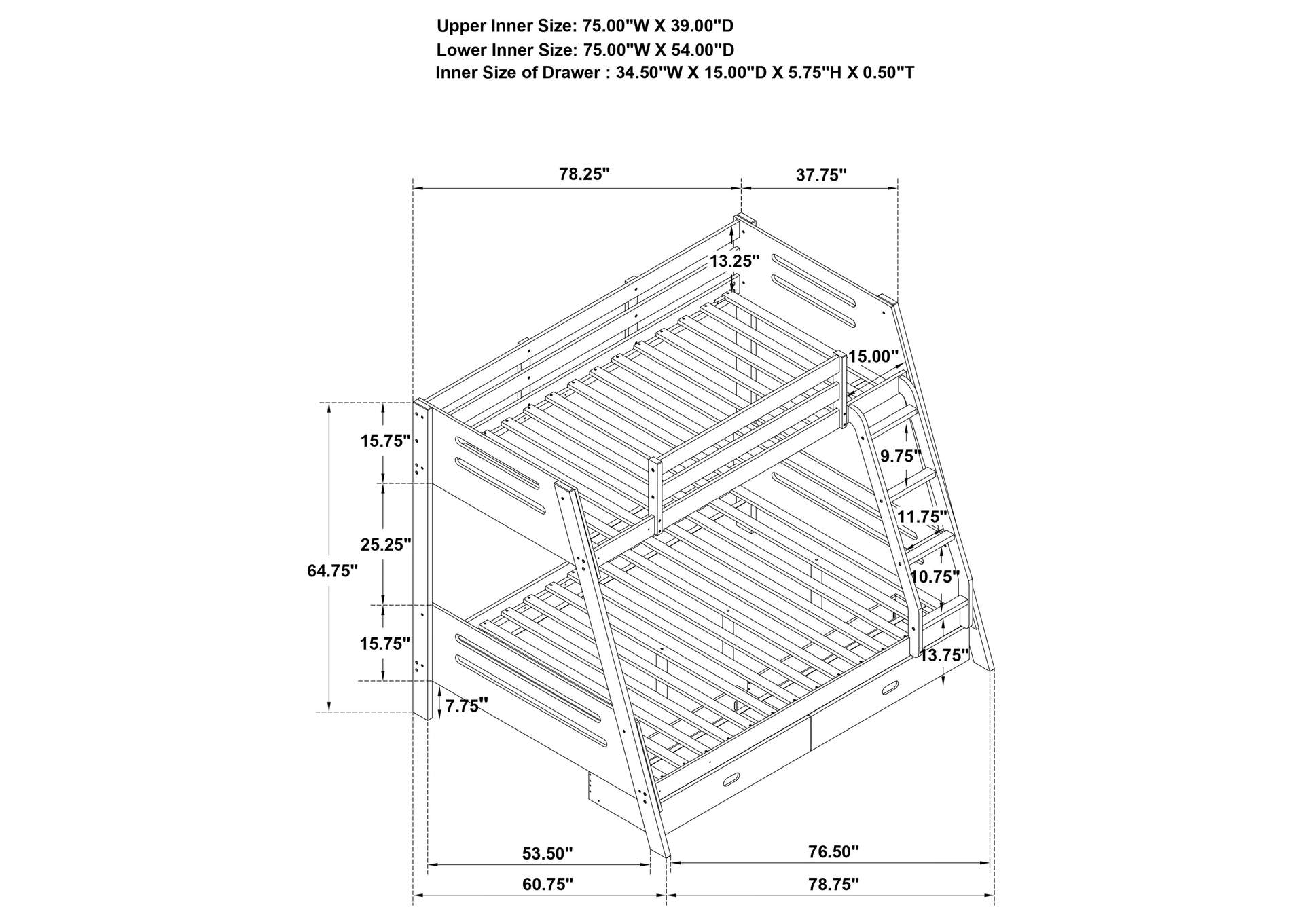 TWIN / FULL BUNK BED,Coaster Furniture