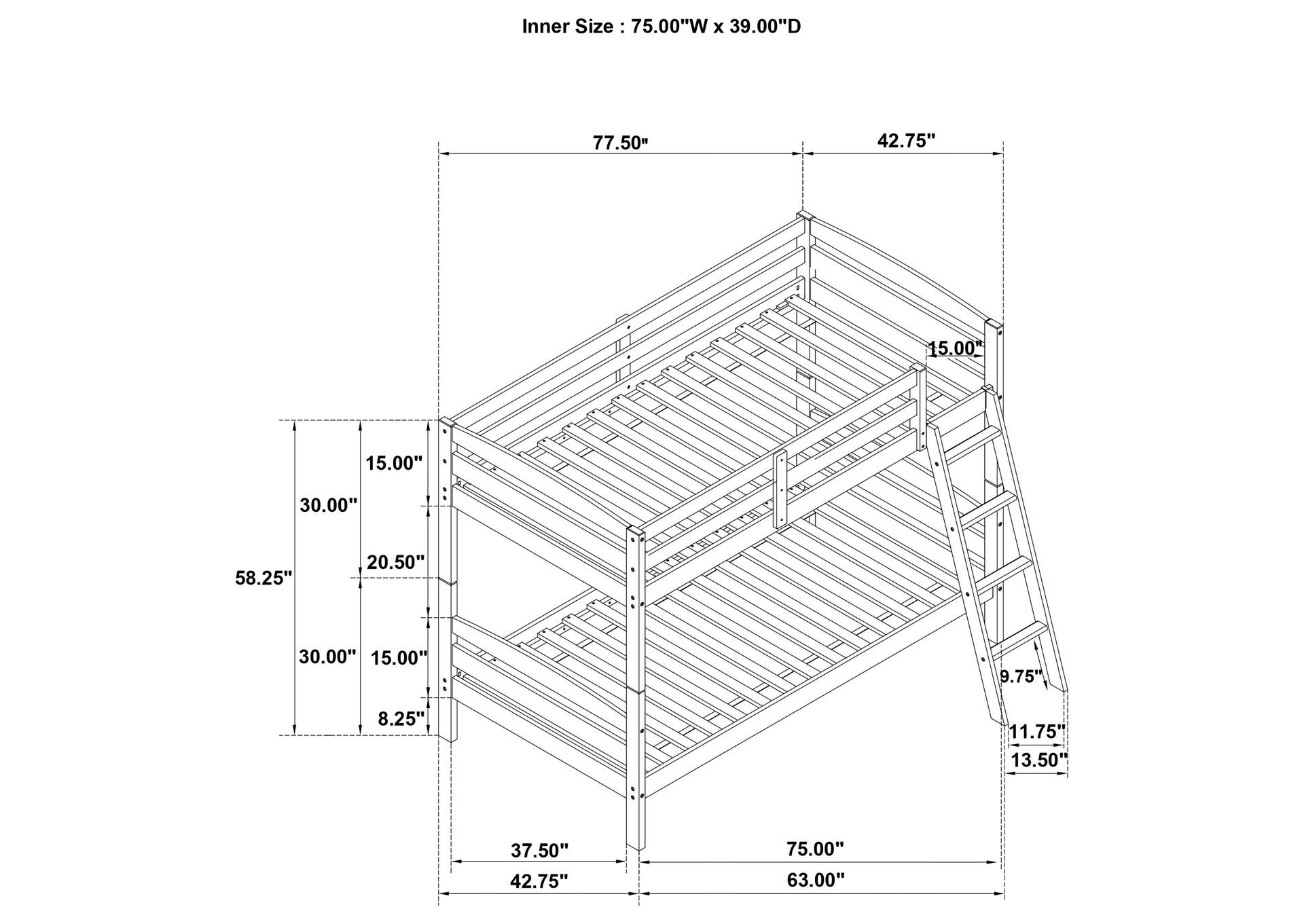 TWIN / TWIN BUNK BED,Coaster Furniture