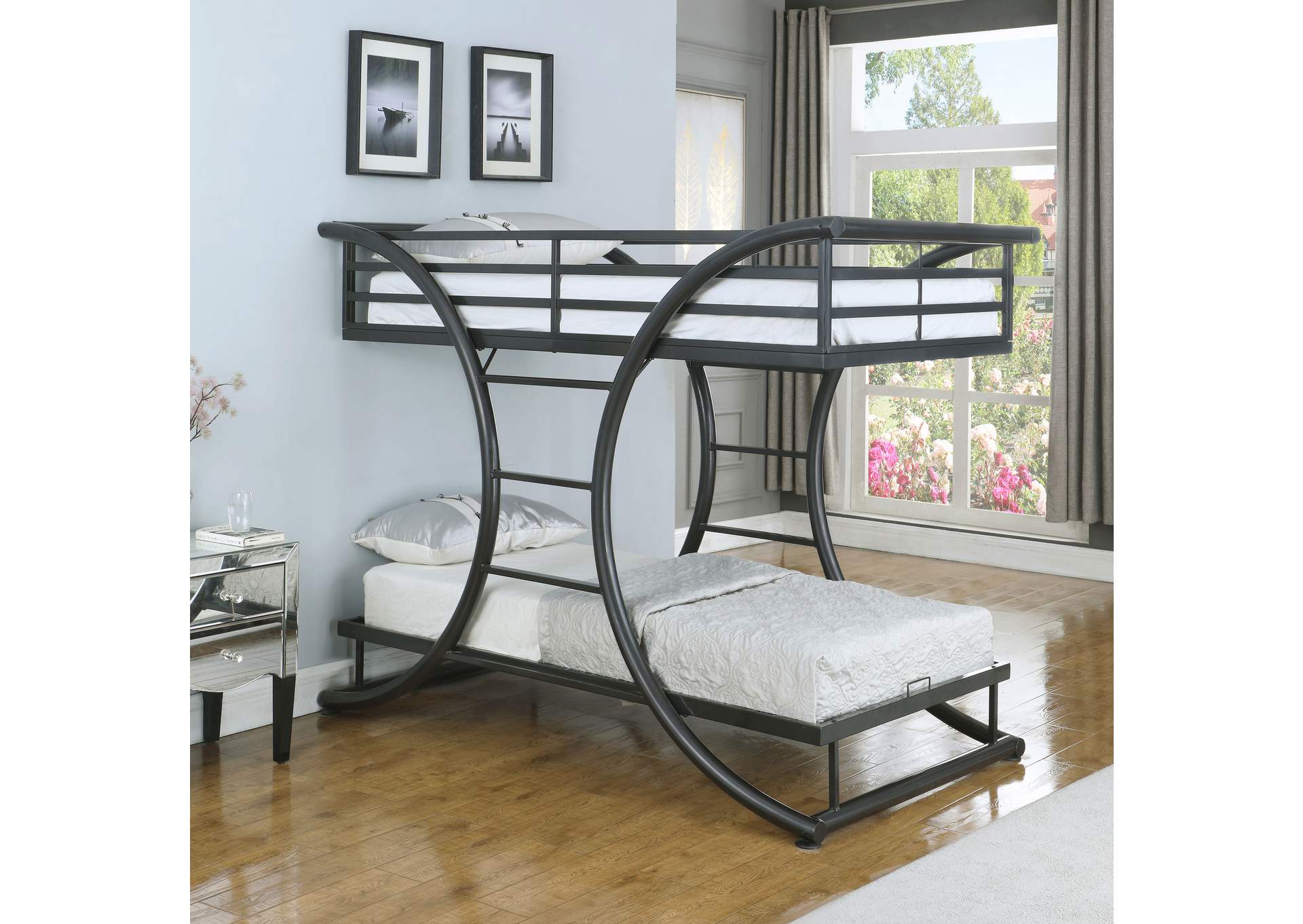 Stephan Twin over Twin Bunk Bed Gunmetal,Coaster Furniture