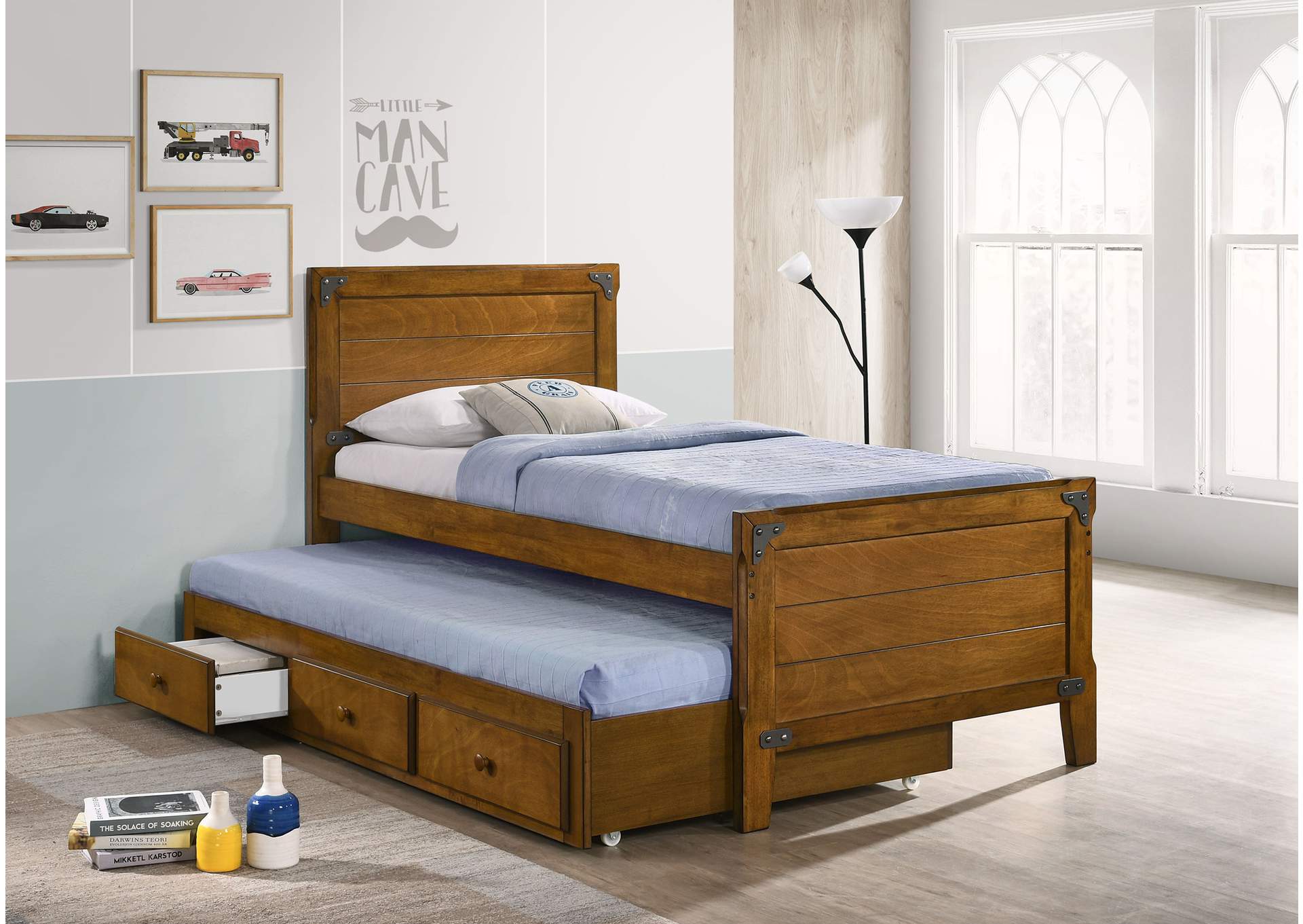 Granger Twin Captain's Bed with Trundle Rustic Honey,Coaster Furniture