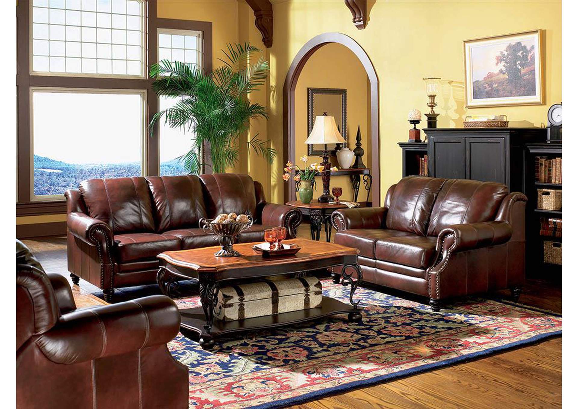 Princeton Dark Brown Tri-Tone Leather Sofa,ABF Coaster Furniture