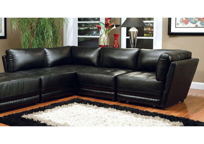 Kayson Sectional Black Armless Chair (Bonded Leather),ABF Coaster Furniture