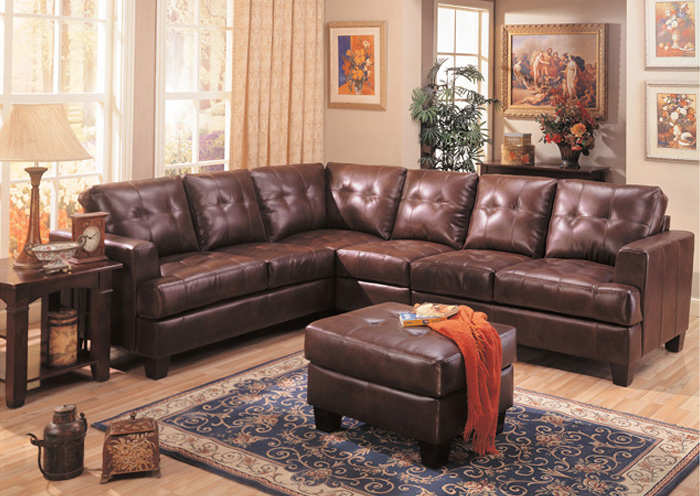 Samuel Dark Brown Bonded Leather Extended Sectional,ABF Coaster Furniture