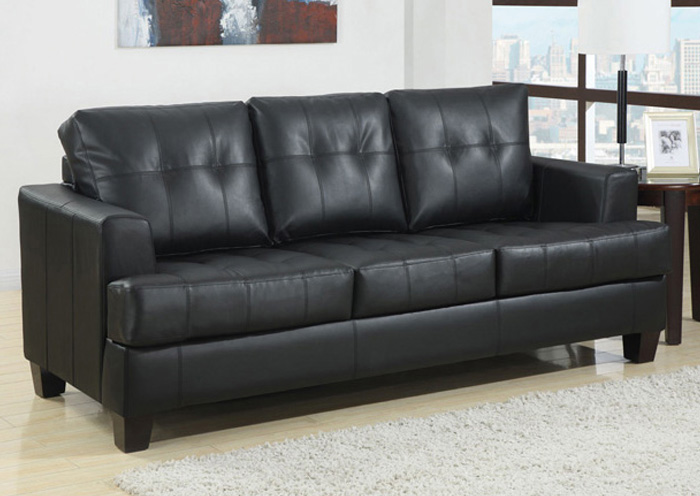 Samuel Black Bonded Leather Sleeper Sofa,ABF Coaster Furniture