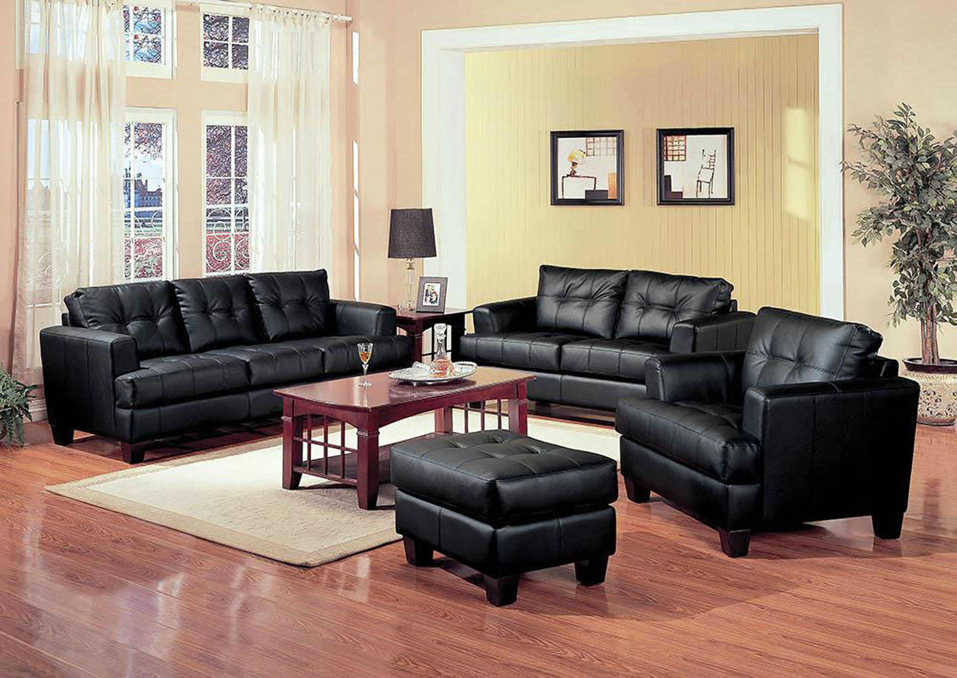 Samuel Black Bonded Leather Sofa,ABF Coaster Furniture