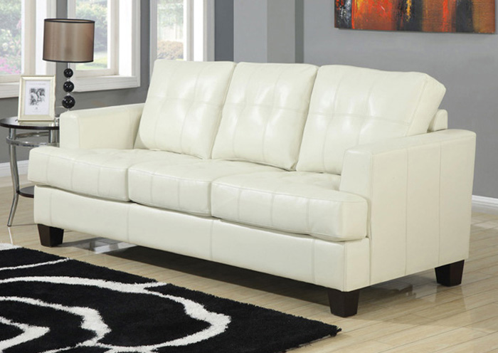 Samuel Cream Bonded Leather Sleeper Sofa,ABF Coaster Furniture