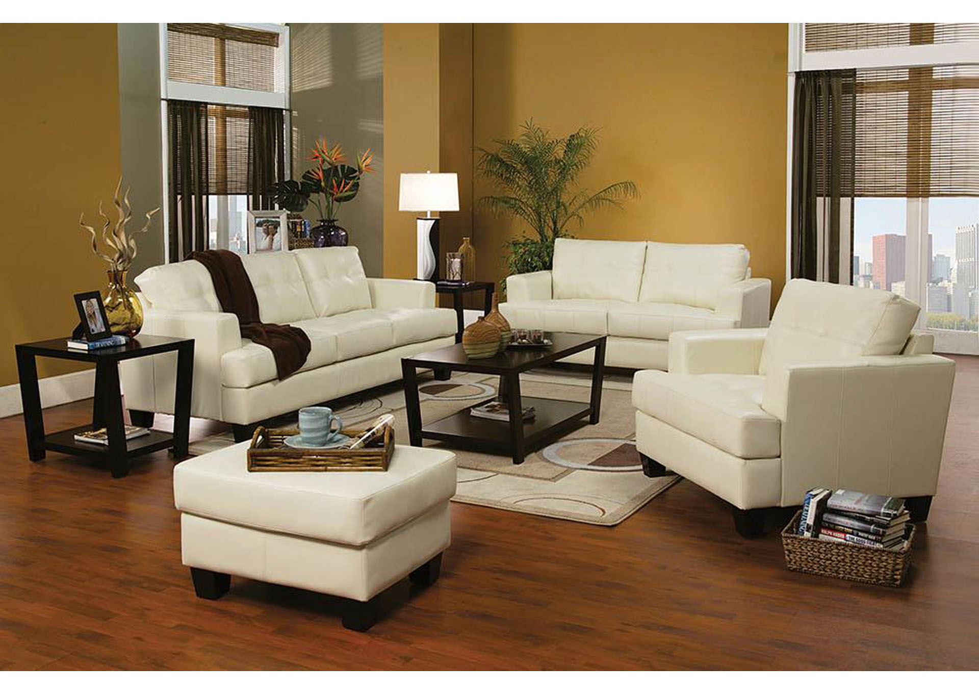 Samuel Cream Bonded Leather Sofa,ABF Coaster Furniture