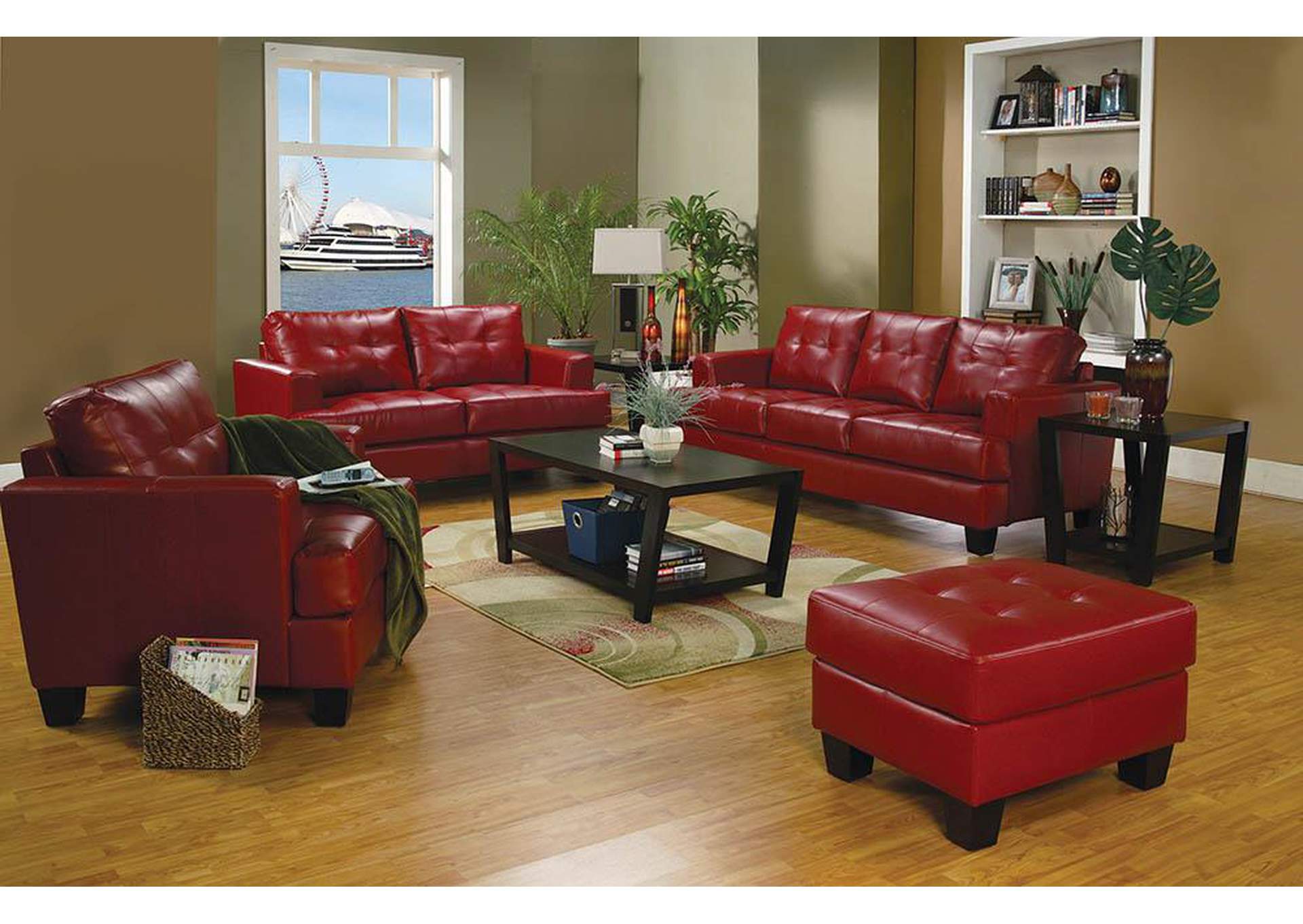 Samuel Red Bonded Leather Ottoman,ABF Coaster Furniture