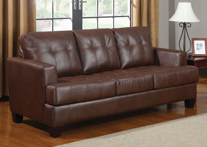 Samuel Dark Brown Bonded Leather Sleeper,ABF Coaster Furniture