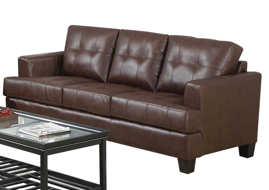 Samuel Dark Brown Bonded Leather Sofa,ABF Coaster Furniture