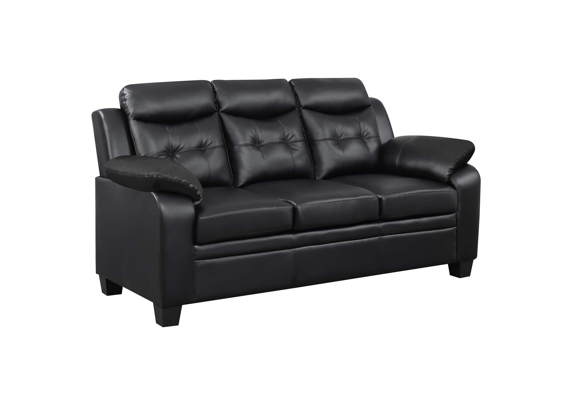 Finley Upholstered Pillow Top Arm Living Room Set Black,Coaster Furniture