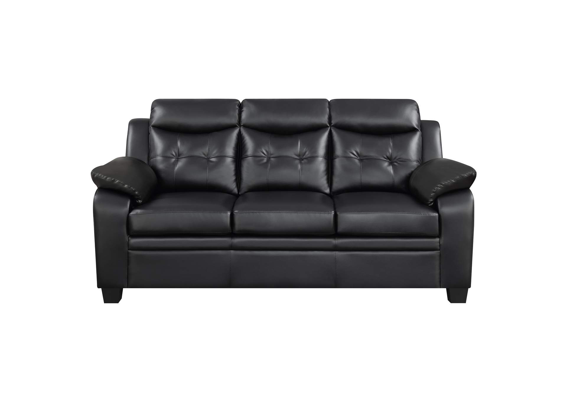 Finley Upholstered Pillow Top Arm Living Room Set Black,Coaster Furniture