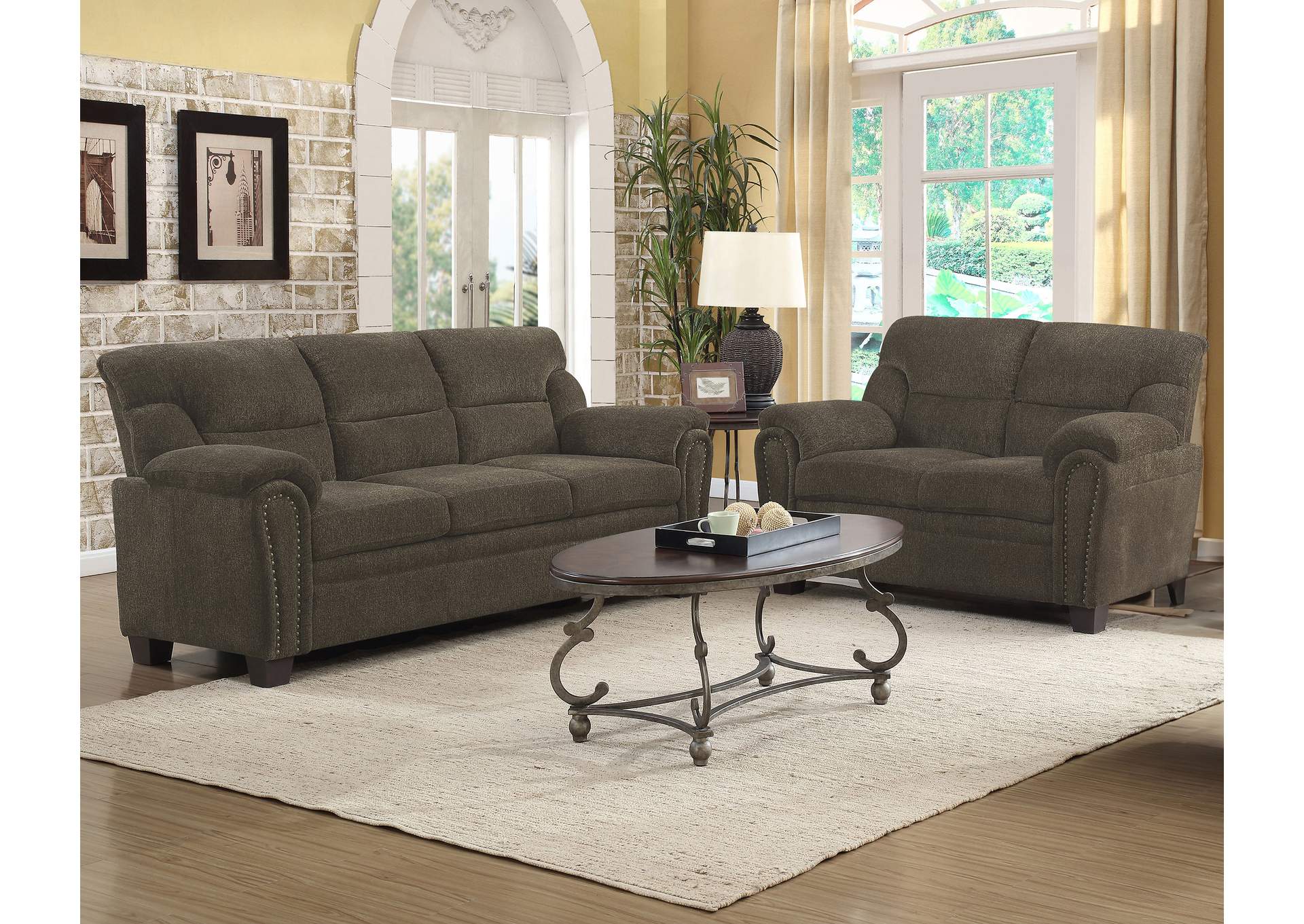 Clemintine Upholstered Pillow Top Arm Living Room Set,Coaster Furniture