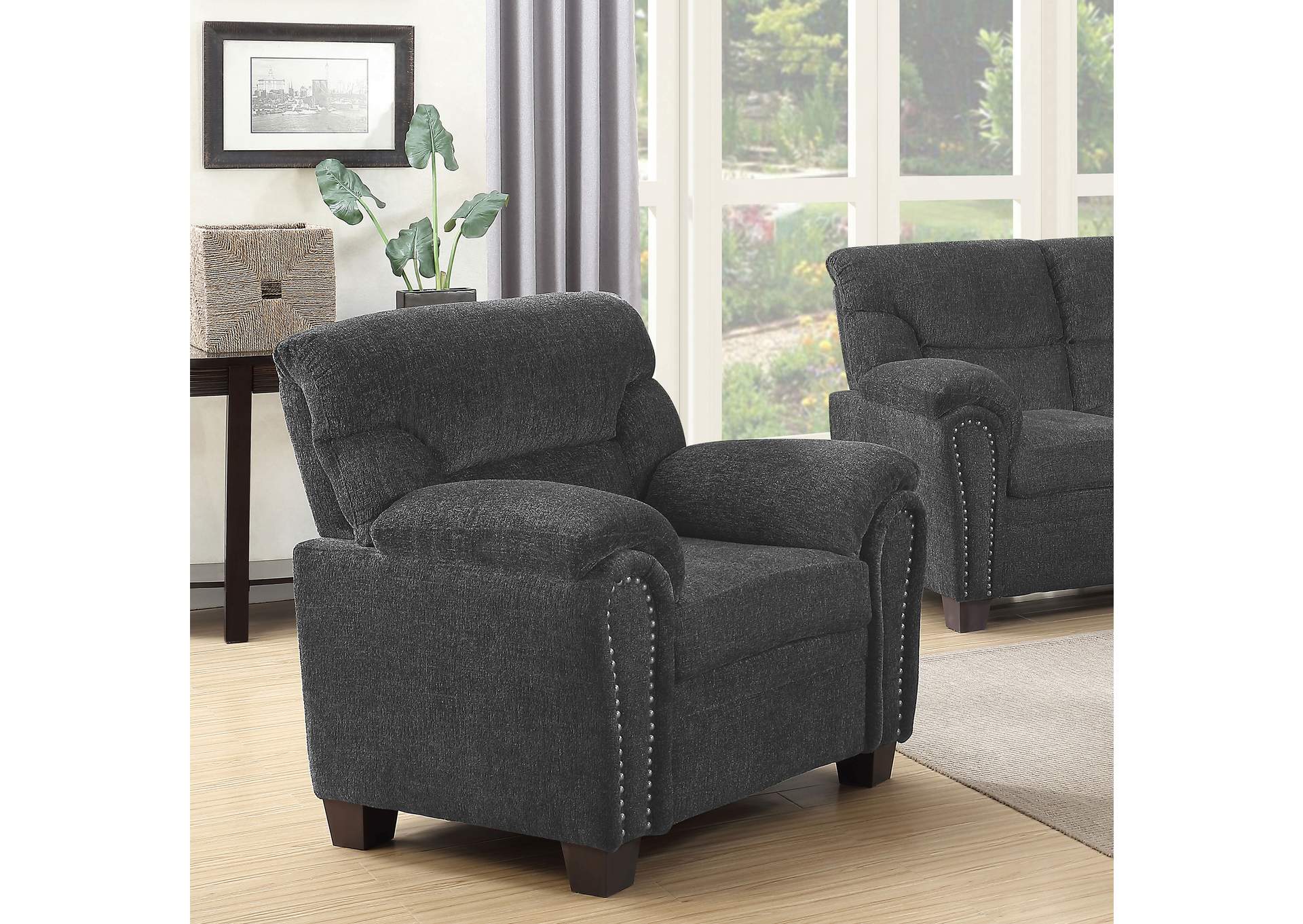 Clementine Upholstered Chair with Nailhead Trim Grey,Coaster Furniture