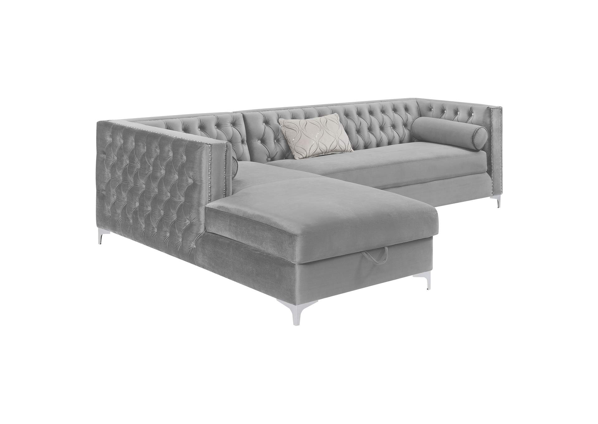 Bellaire Button-tufted Upholstered Sectional Silver,Coaster Furniture