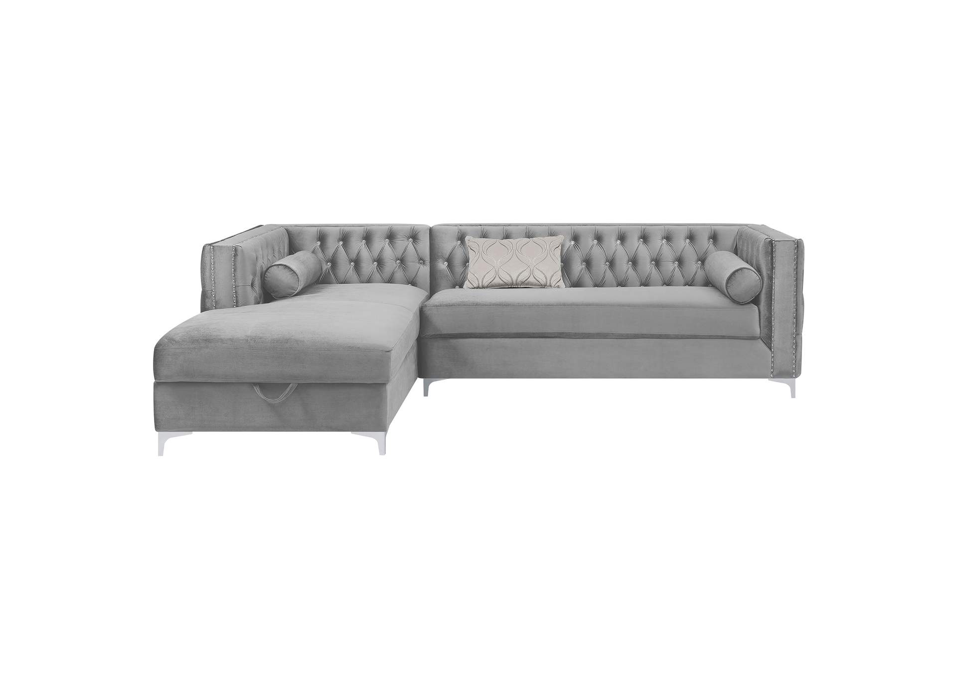 Bellaire Button-tufted Upholstered Sectional Silver,Coaster Furniture