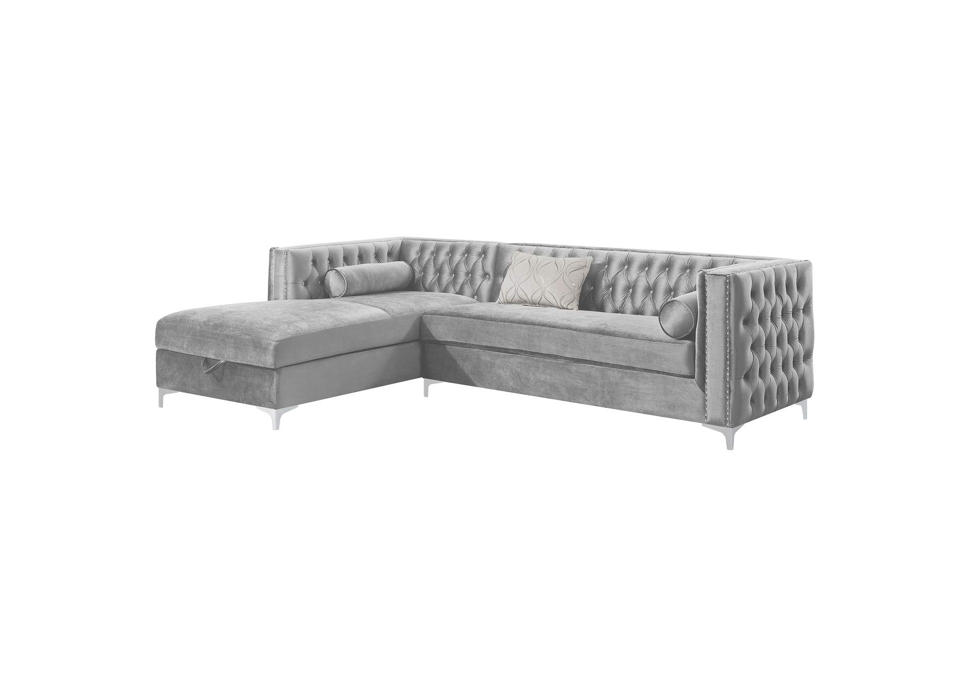 Bellaire Button-tufted Upholstered Sectional Silver,Coaster Furniture