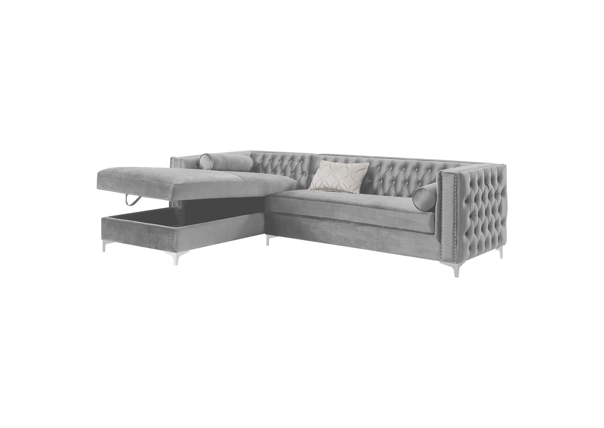 Bellaire Button-tufted Upholstered Sectional Silver,Coaster Furniture